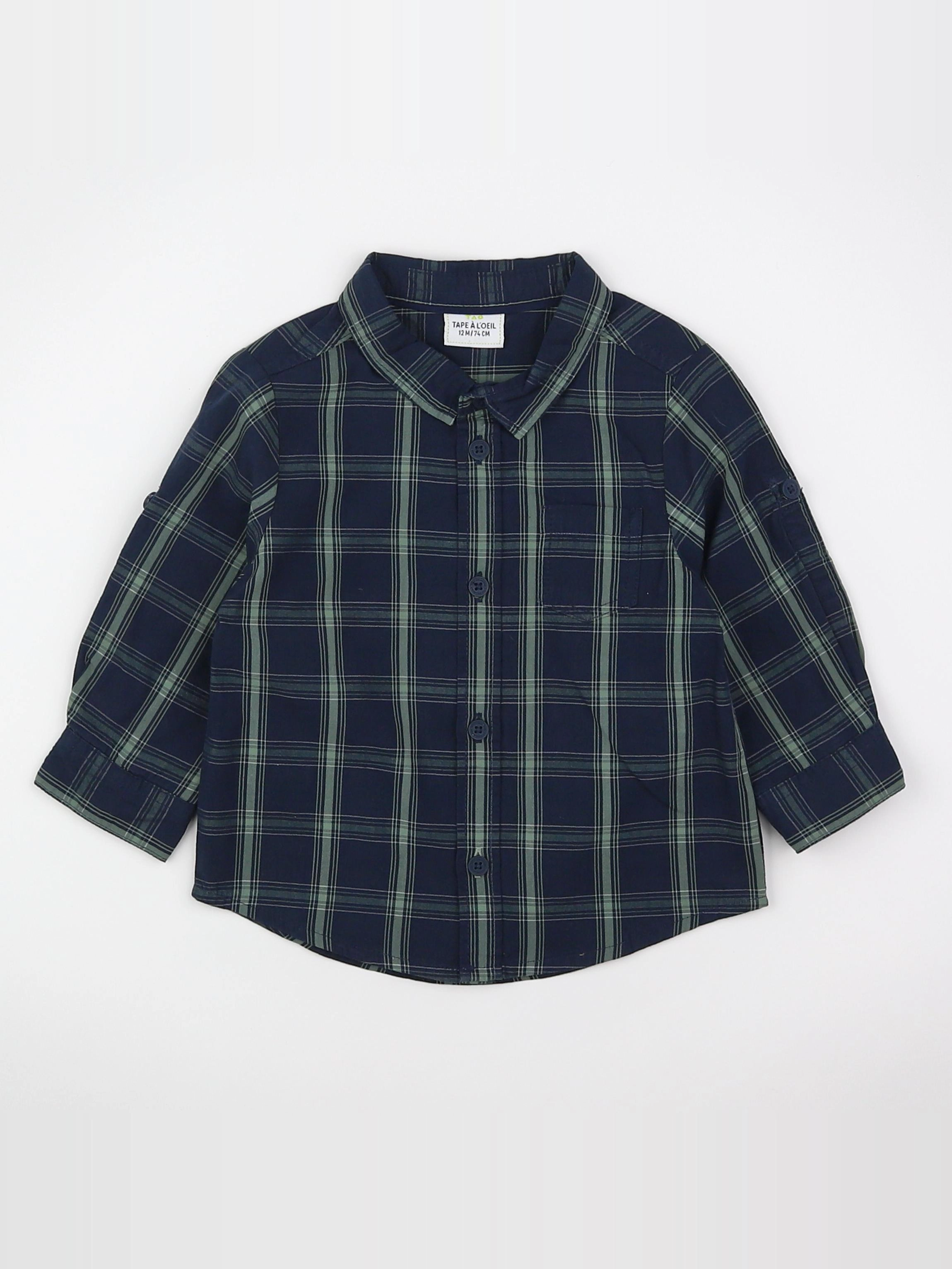 Tape à l'oeil - chemise bleu, vert - 12 mois