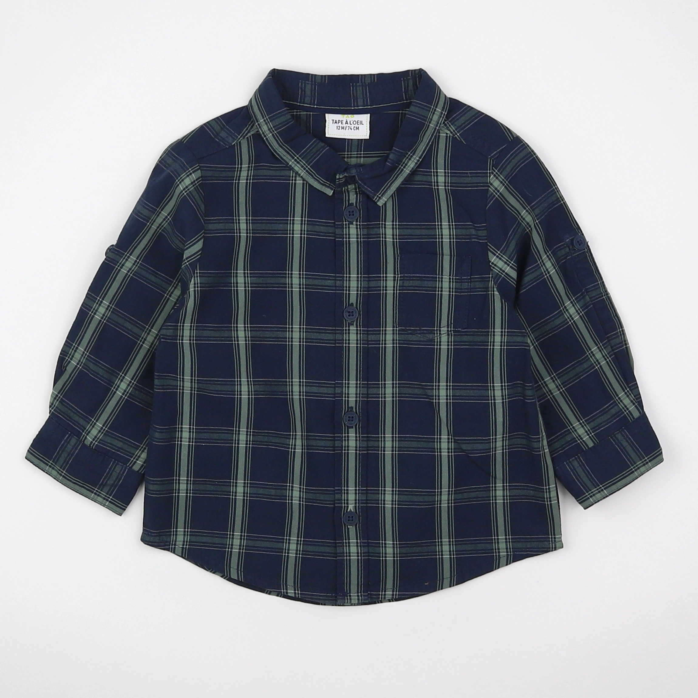 Tape à l'oeil - chemise bleu, vert - 12 mois