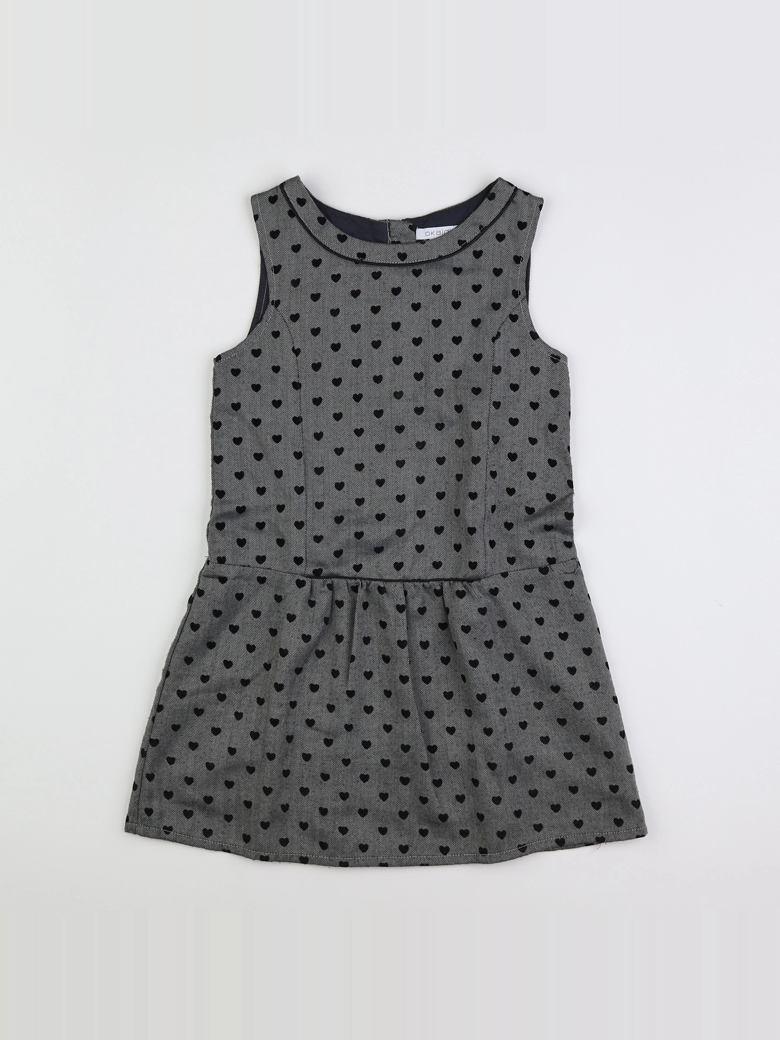 Okaidi - robe gris, noir - 8 ans