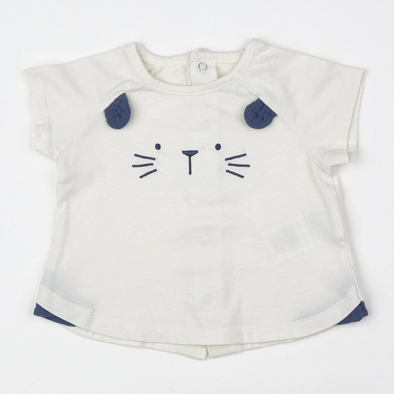 Vertbaudet - tee-shirt beige, bleu - 6 mois