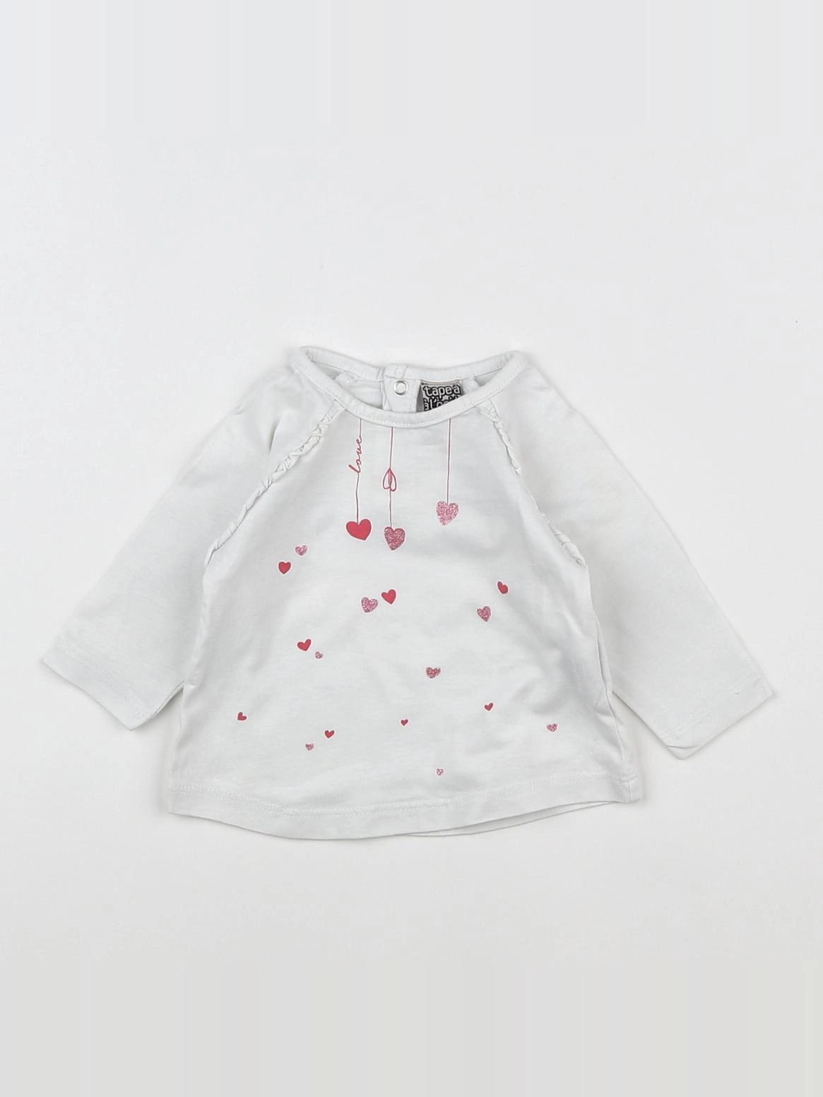 Tape à l'oeil - tee-shirt blanc, rose - 3 mois