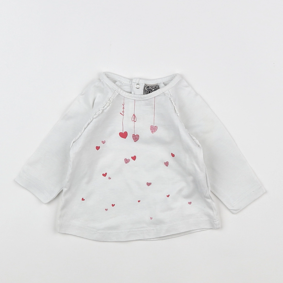 Tape à l'oeil - tee-shirt blanc, rose - 3 mois