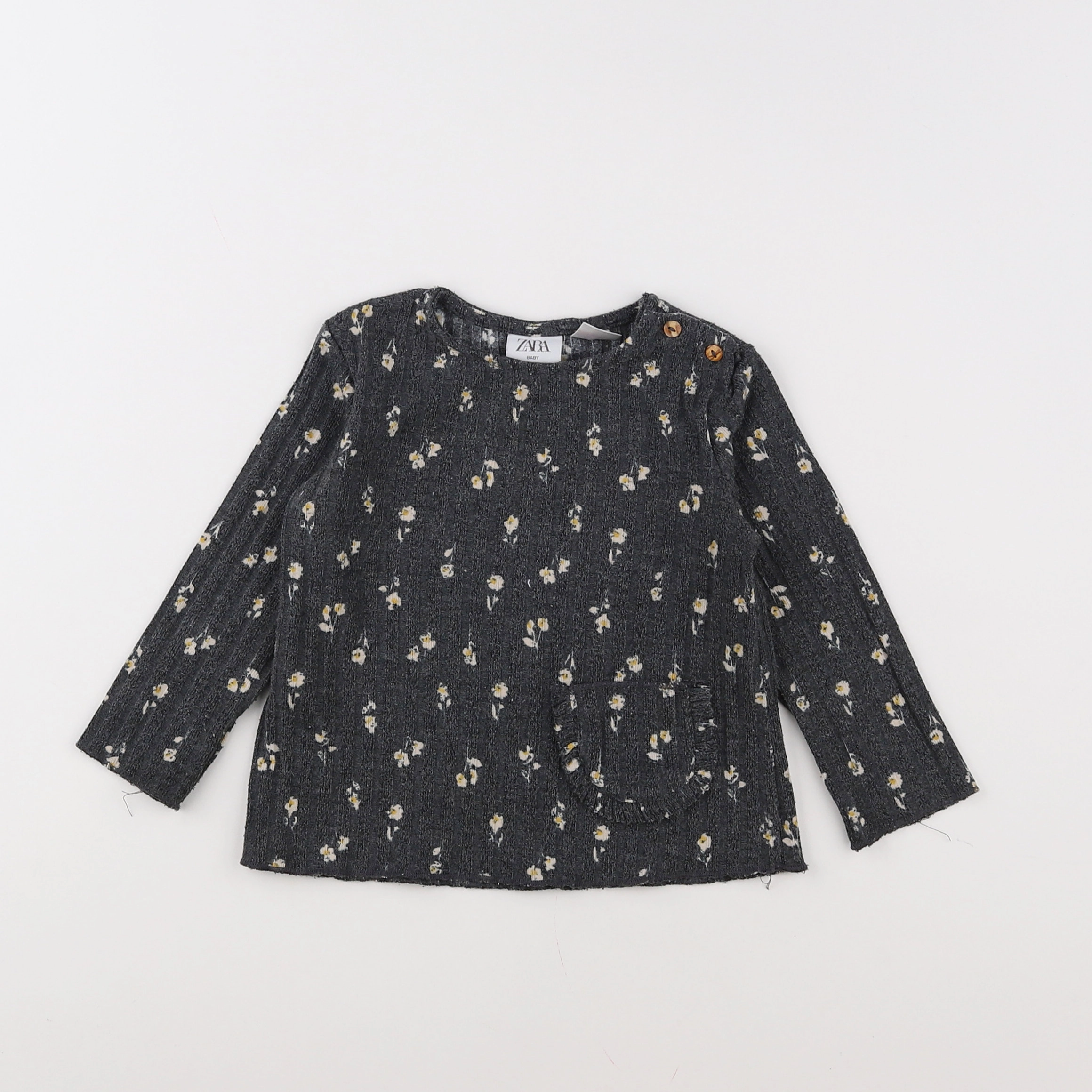 Zara - tee-shirt gris, jaune - 9/12 mois
