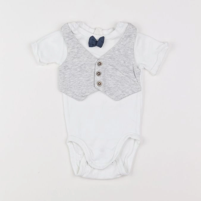 H&M - body vetement blanc, gris - 3 mois