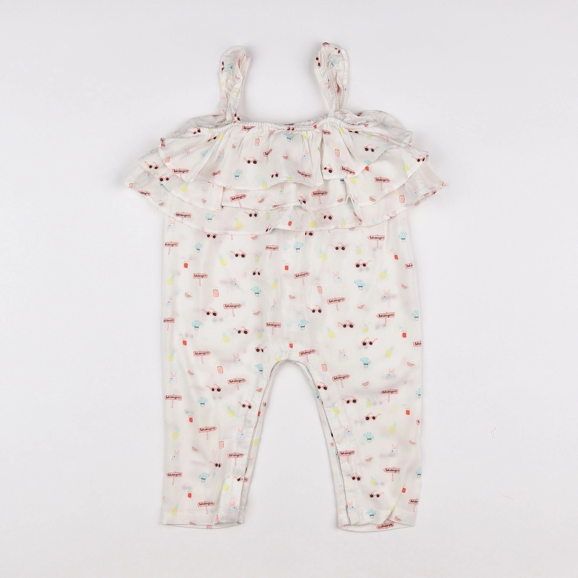 Vertbaudet - combinaison blanc, multicolore - 12/18 mois
