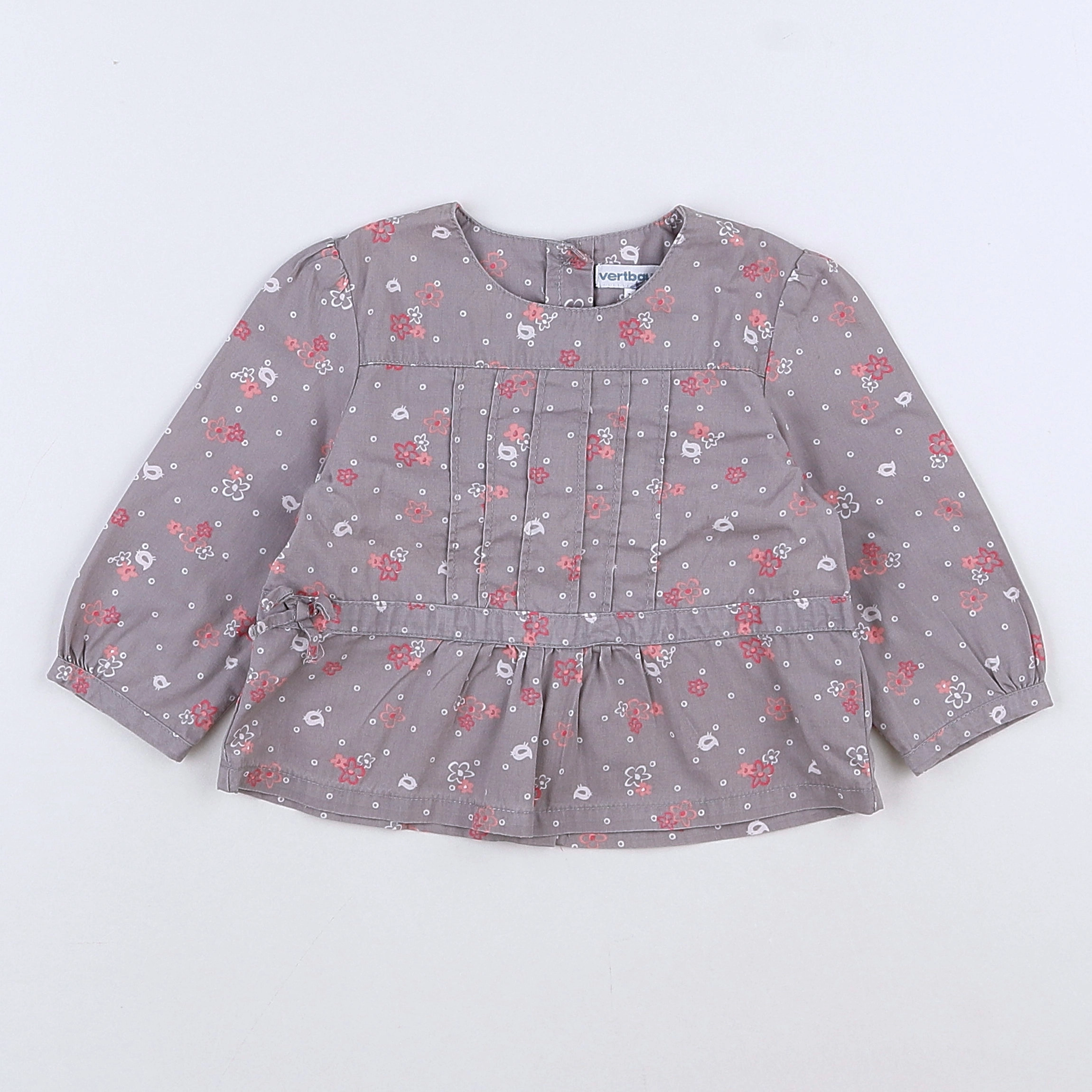 Vertbaudet - blouse gris, rose - 9 mois