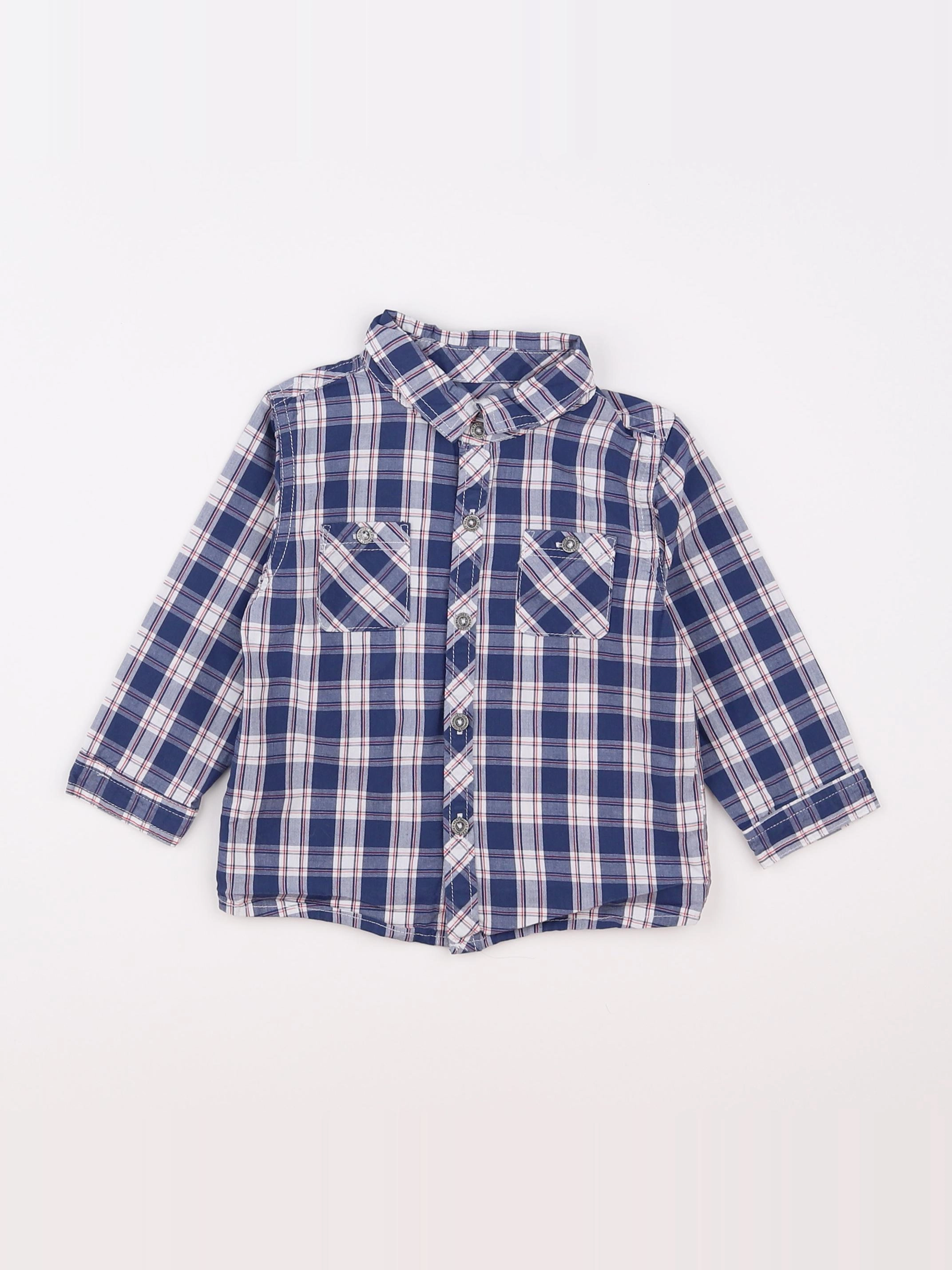 Vertbaudet - chemise bleu, blanc - 12 mois