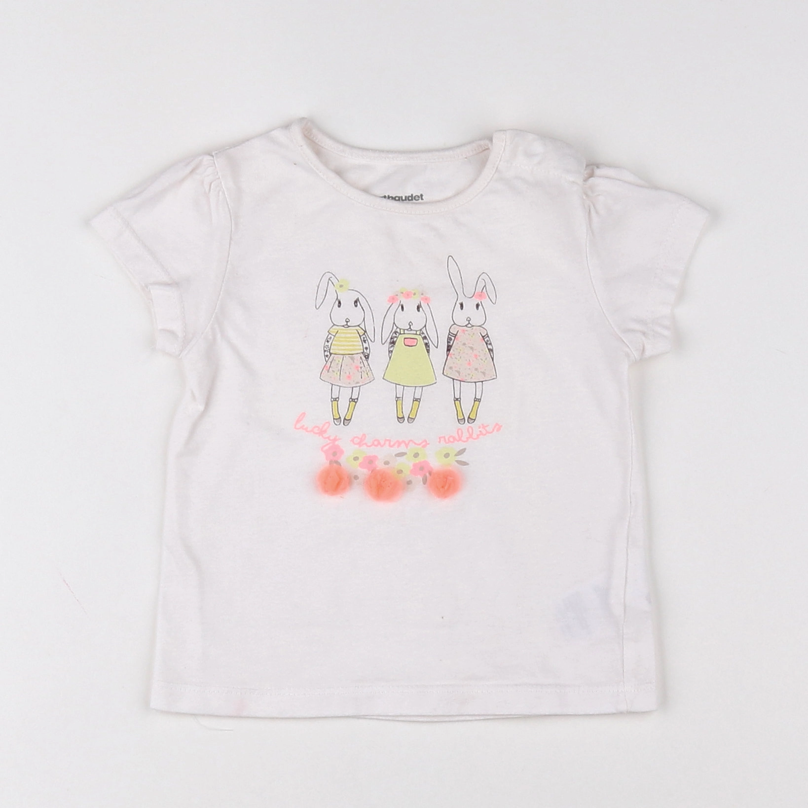 Vertbaudet - tee-shirt rose, blanc - 9 mois
