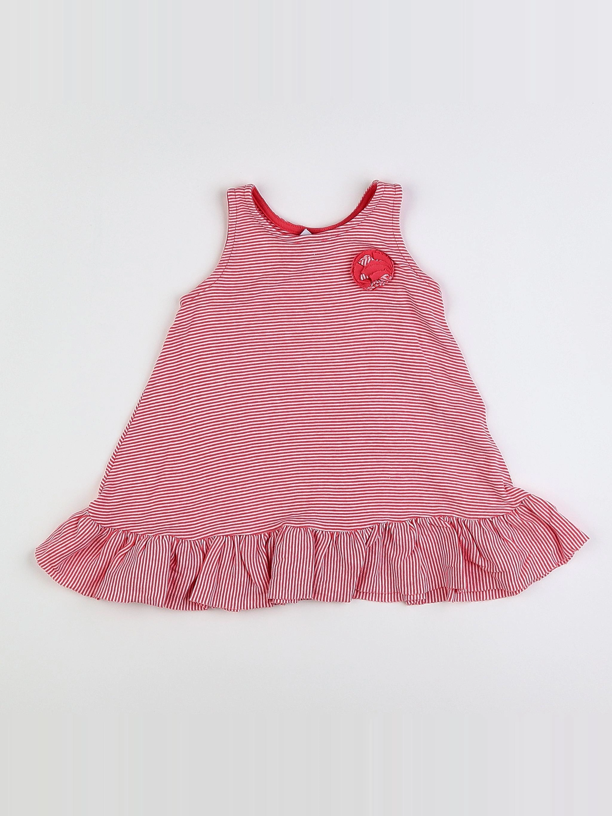 Petit Bateau - robe rose, blanc - 18 mois