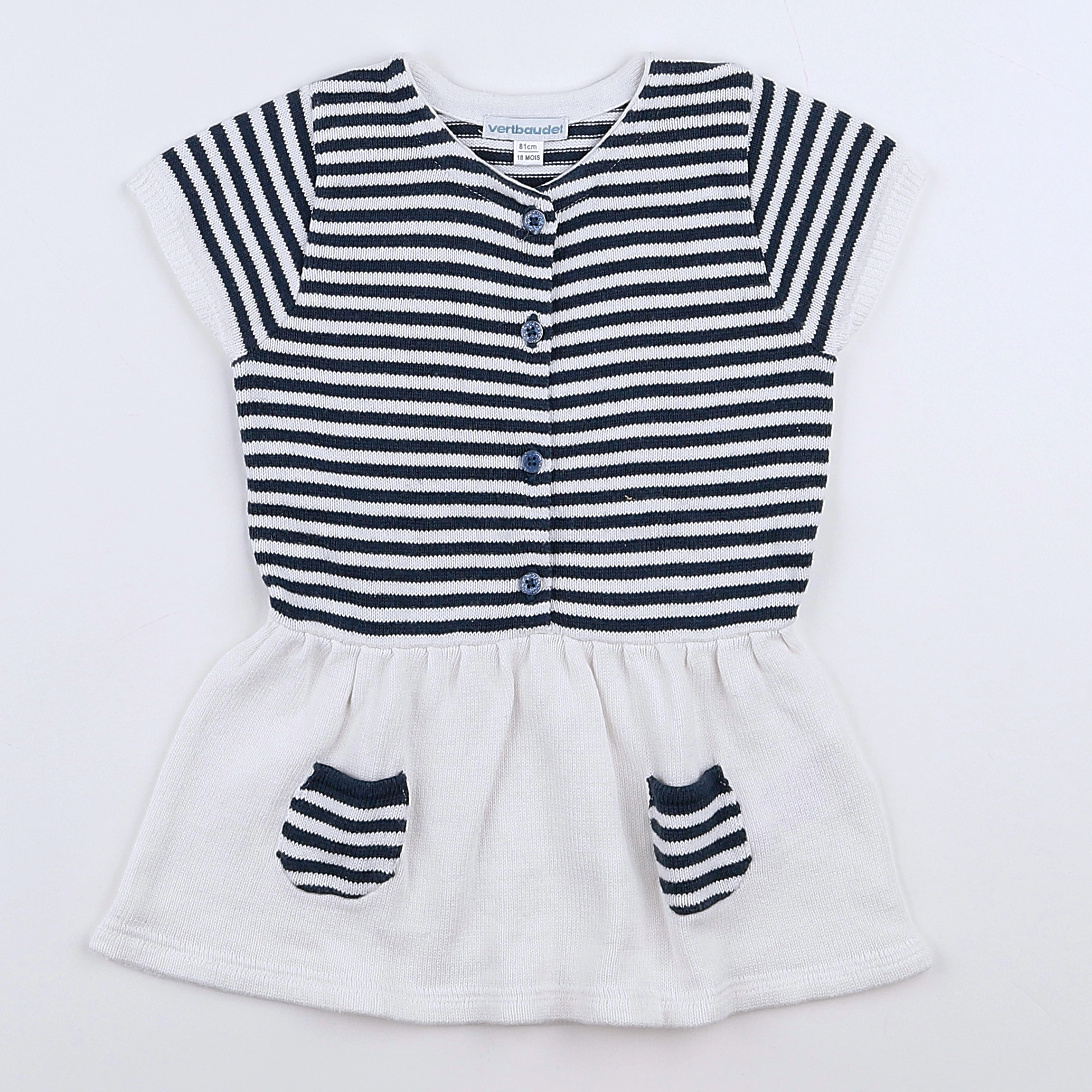 Vertbaudet - robe blanc, gris - 18 mois