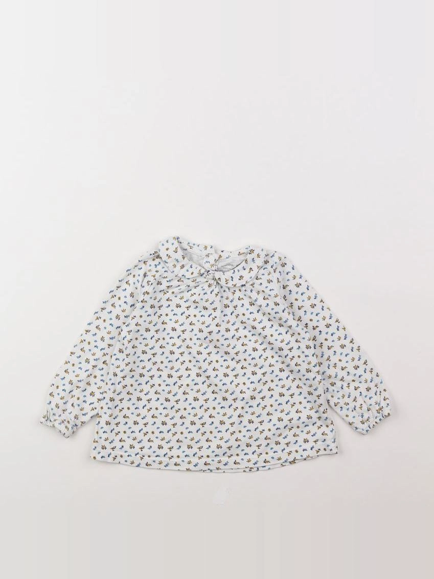 Boutchou - tee-shirt blanc, bleu - 12 mois
