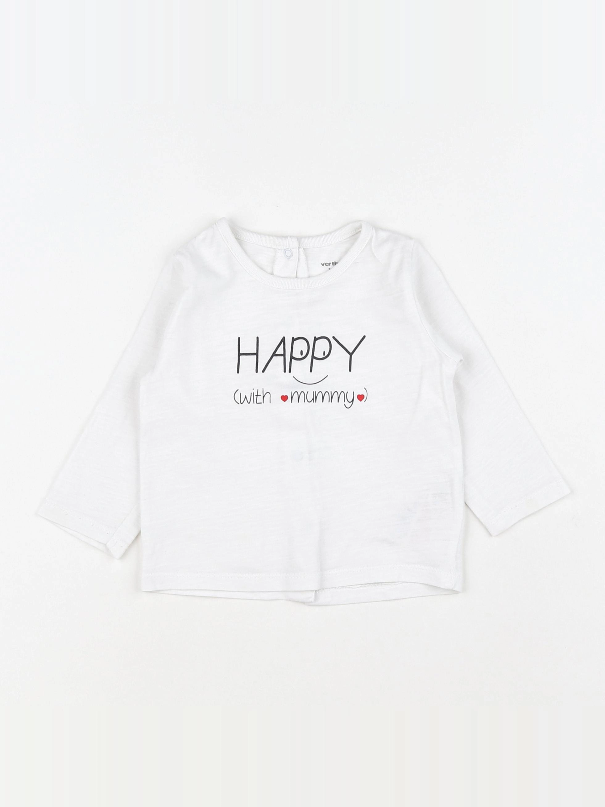 Vertbaudet - tee-shirt blanc - 9 mois