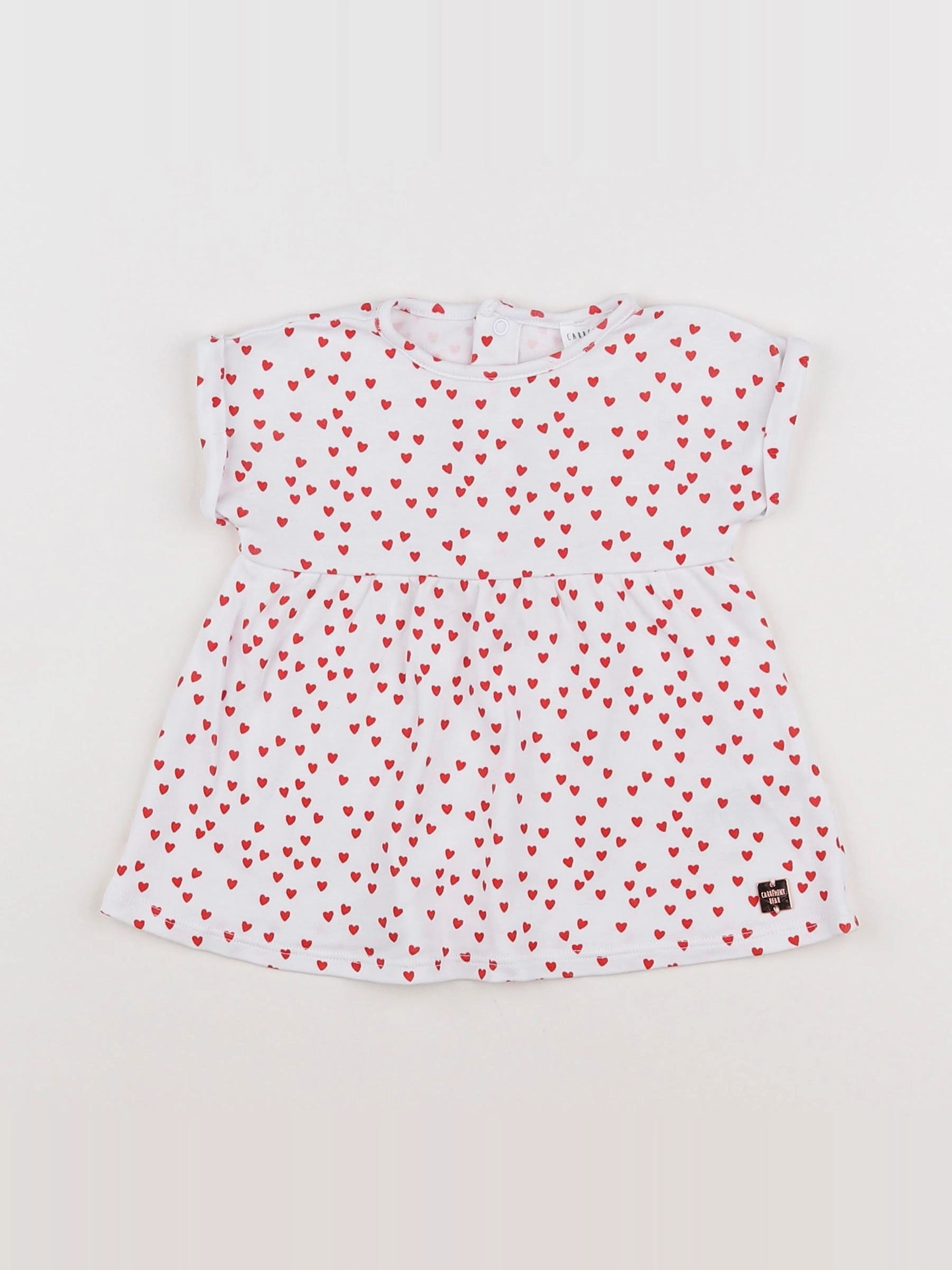 Carrément Beau - robe blanc, rouge - 3 mois