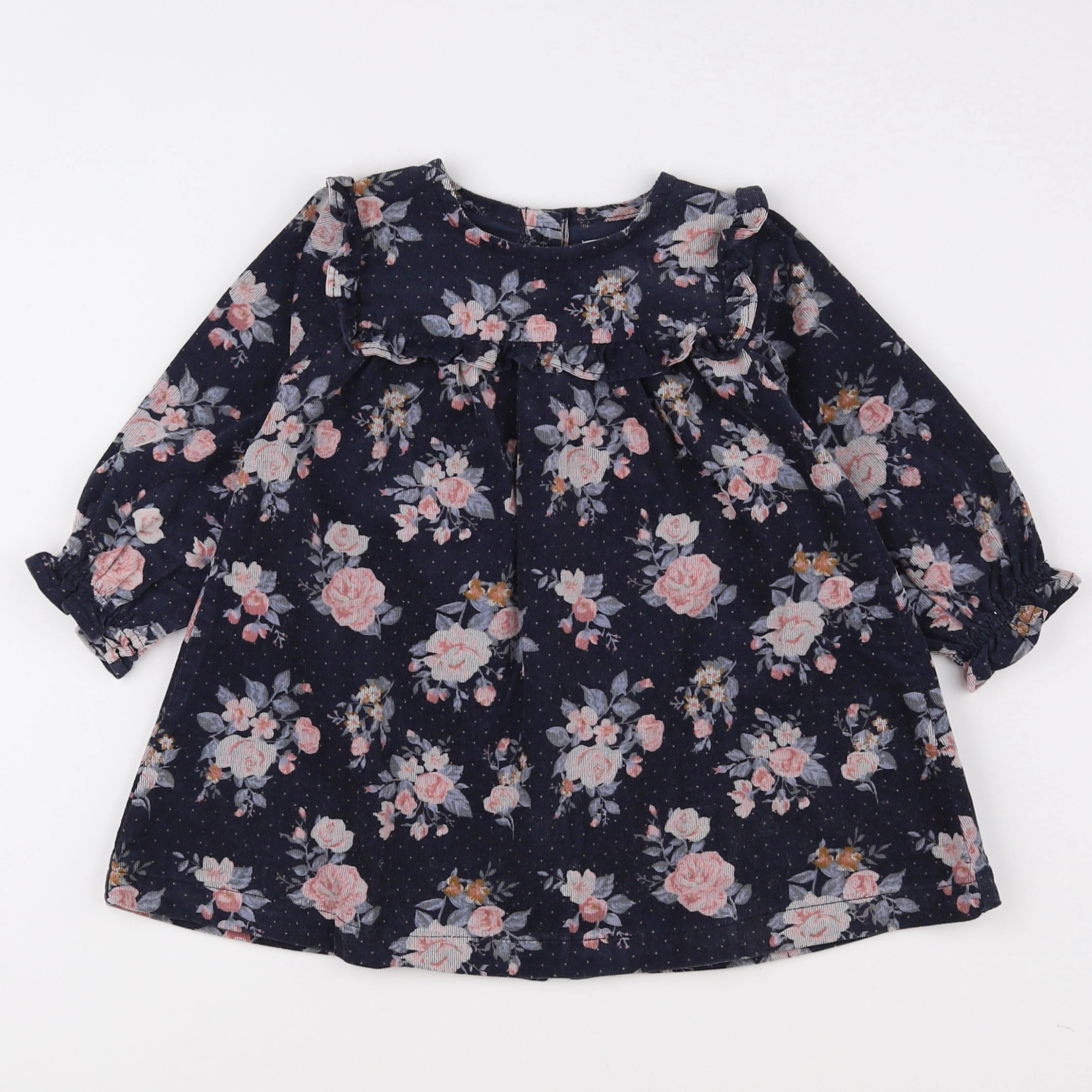 Vertbaudet - robe bleu, rose - 9 mois