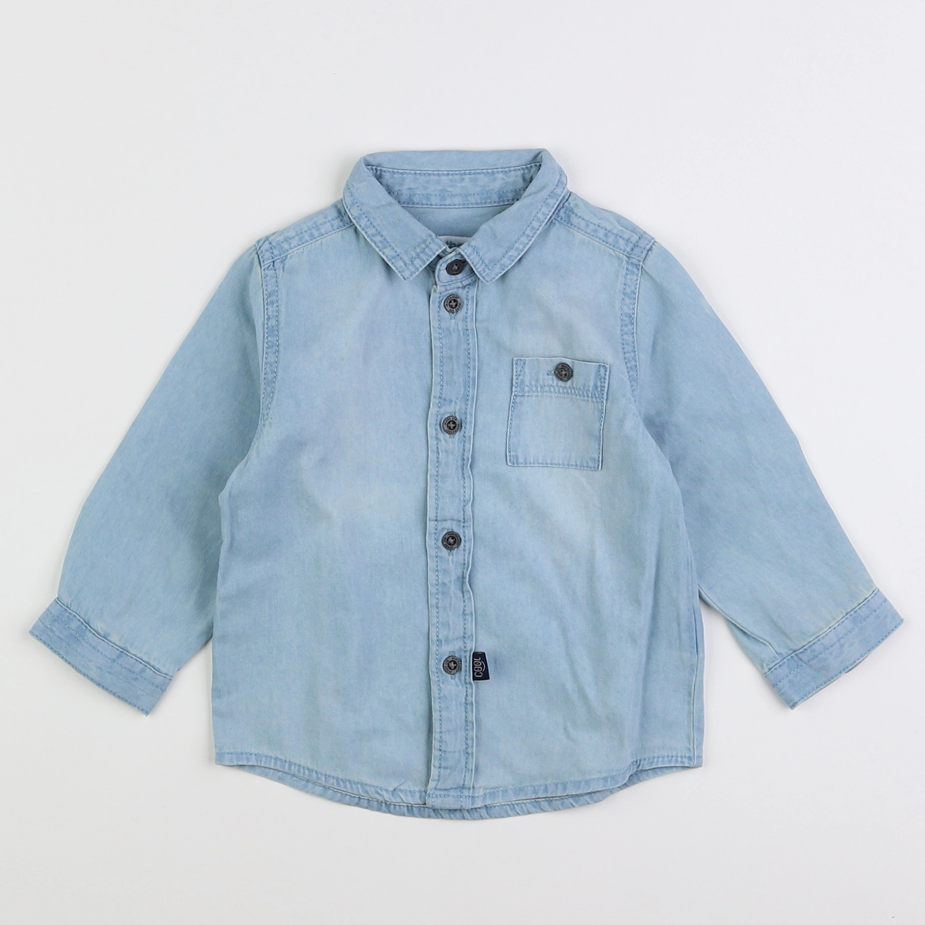 Vertbaudet - chemise bleu - 12 mois