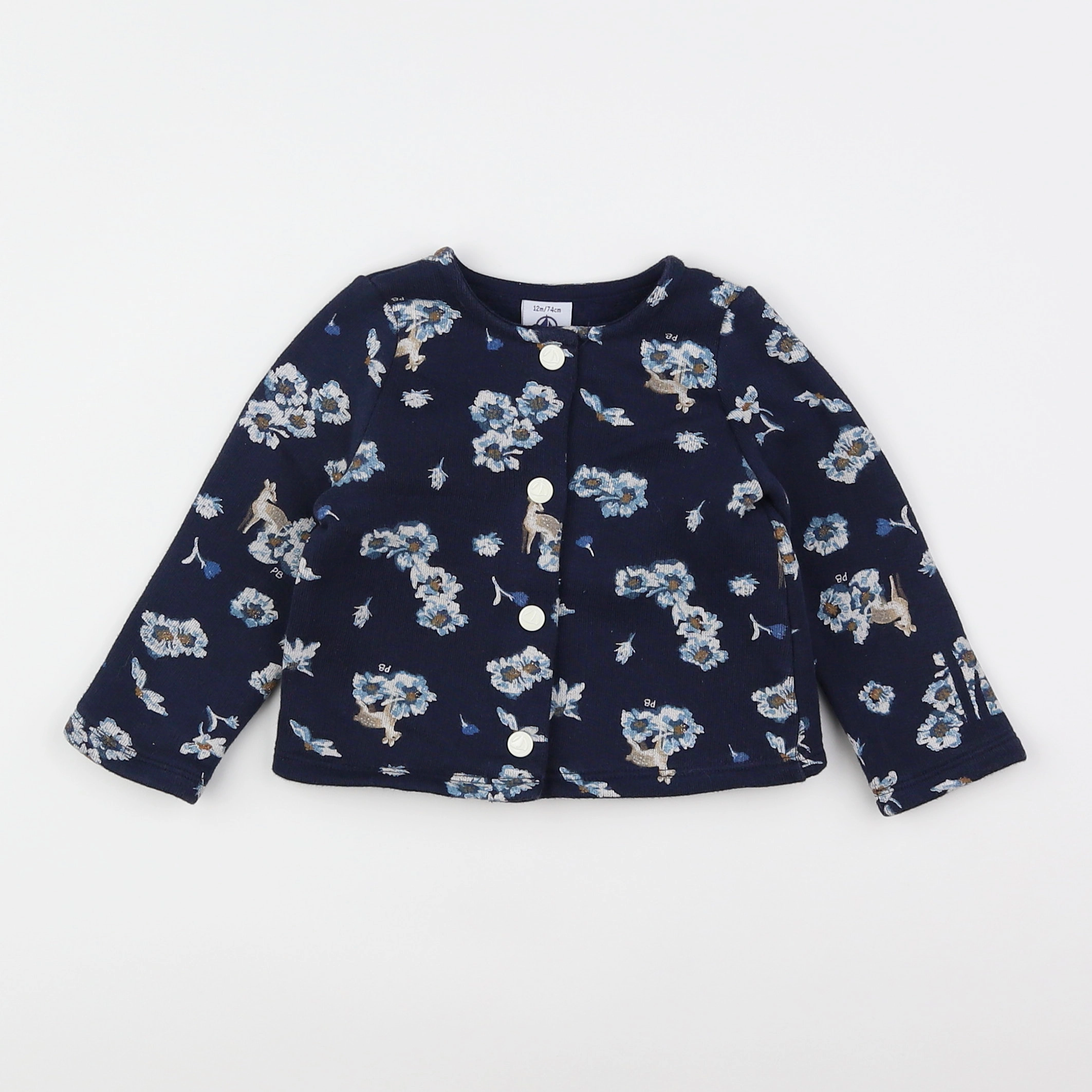 Petit Bateau - sweat bleu - 12 mois