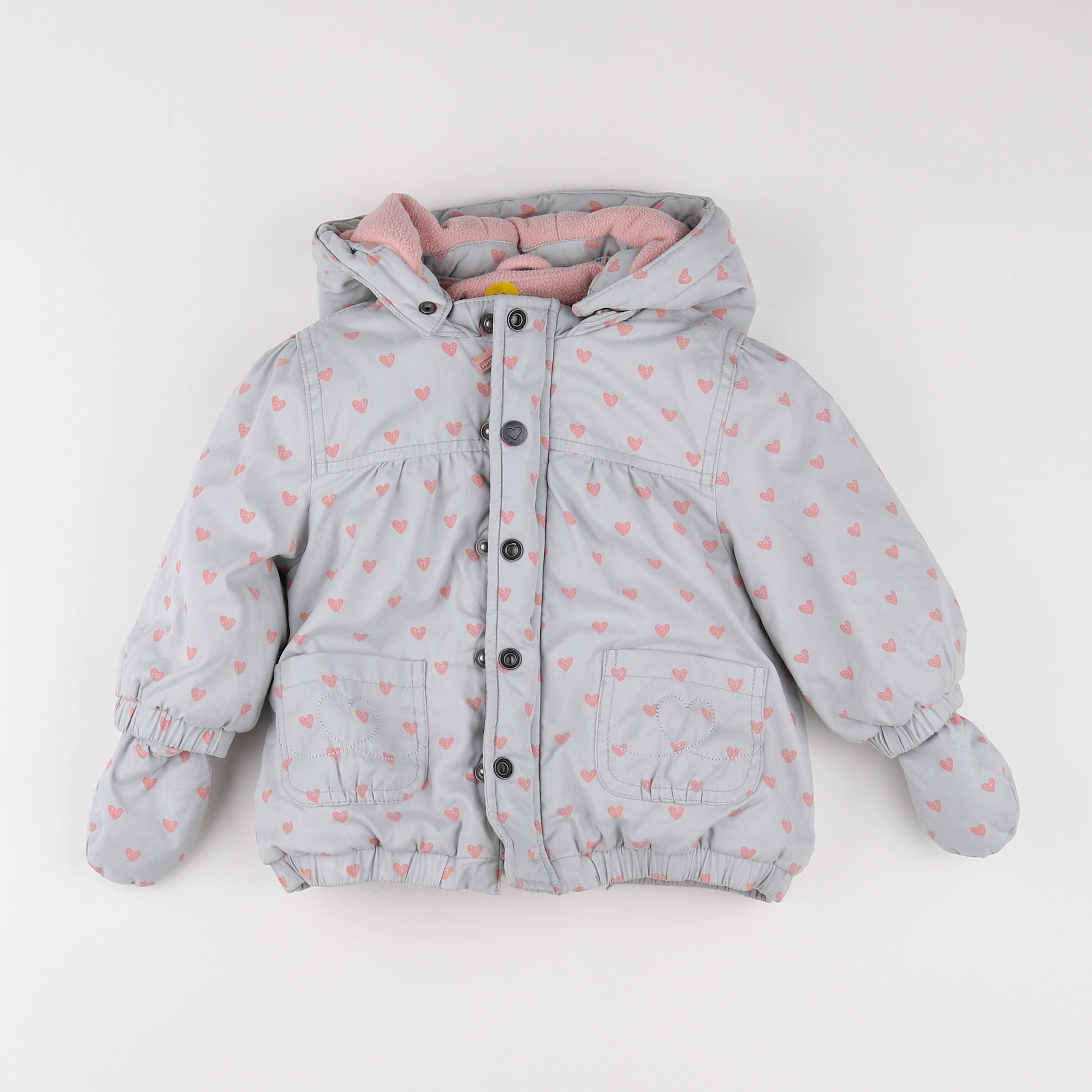 Vertbaudet - parka gris, rose - 12 mois