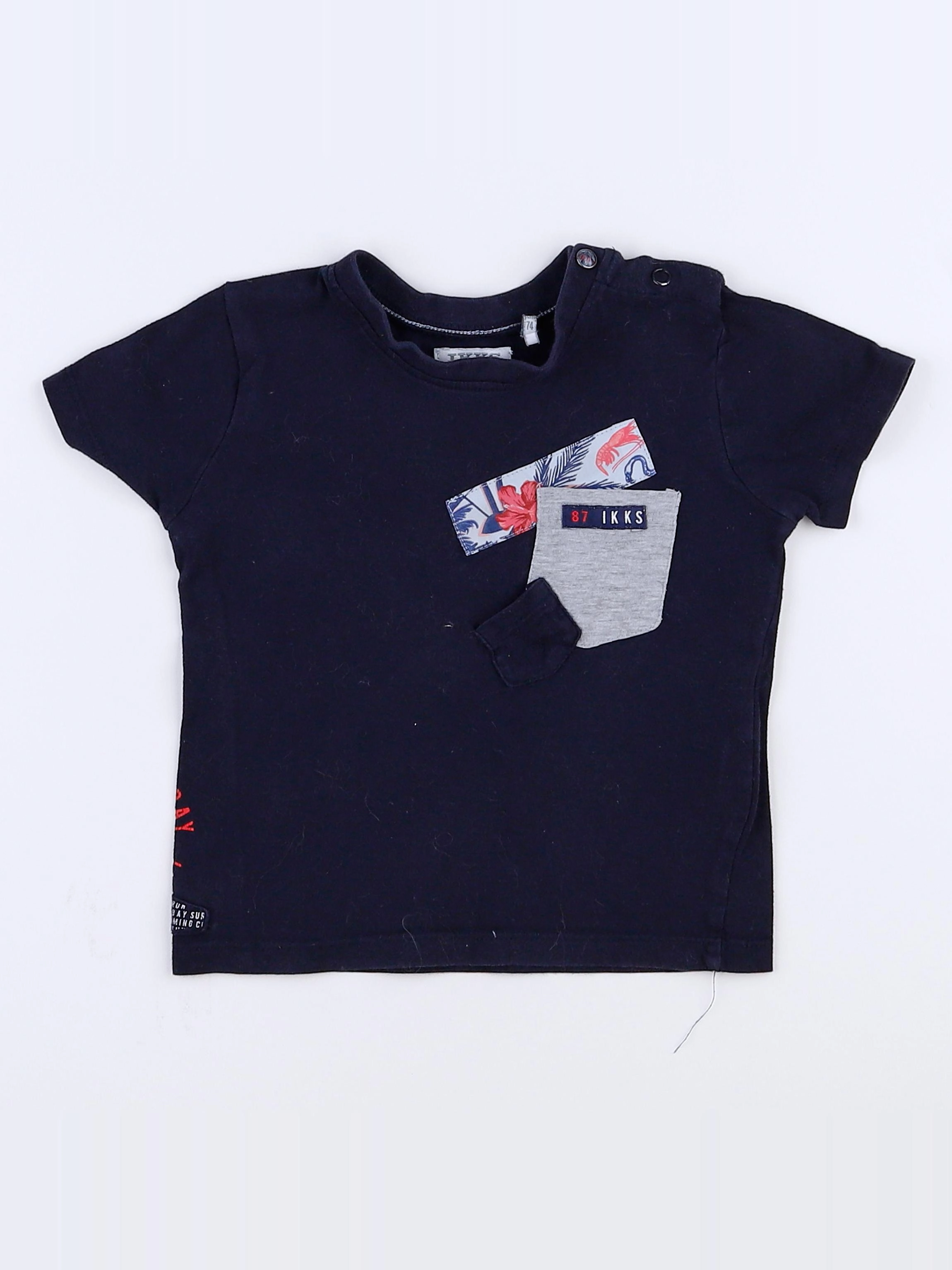 IKKS - tee-shirt bleu, rose - 12 mois