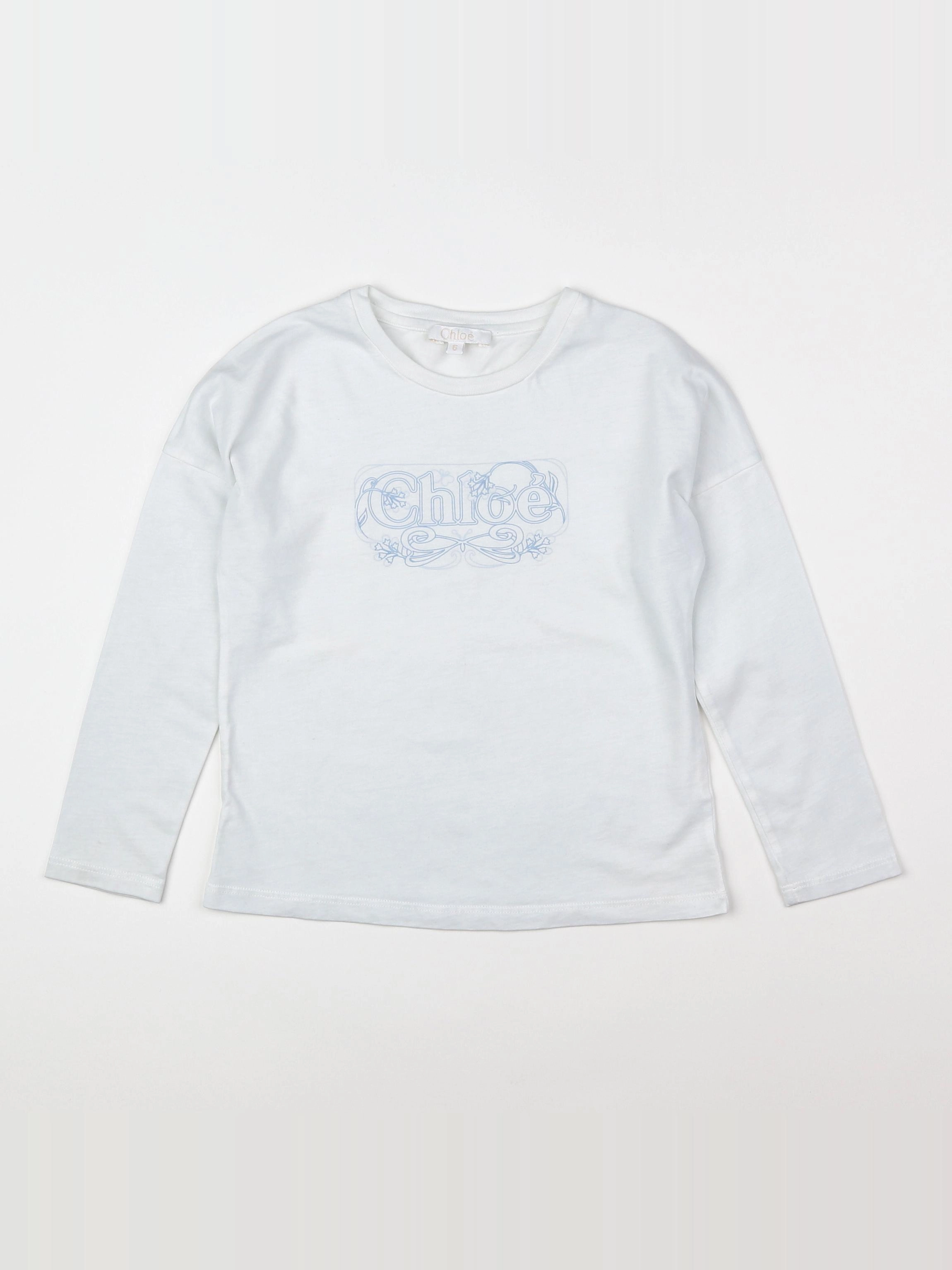 Chloé - tee-shirt blanc, bleu - 6 ans