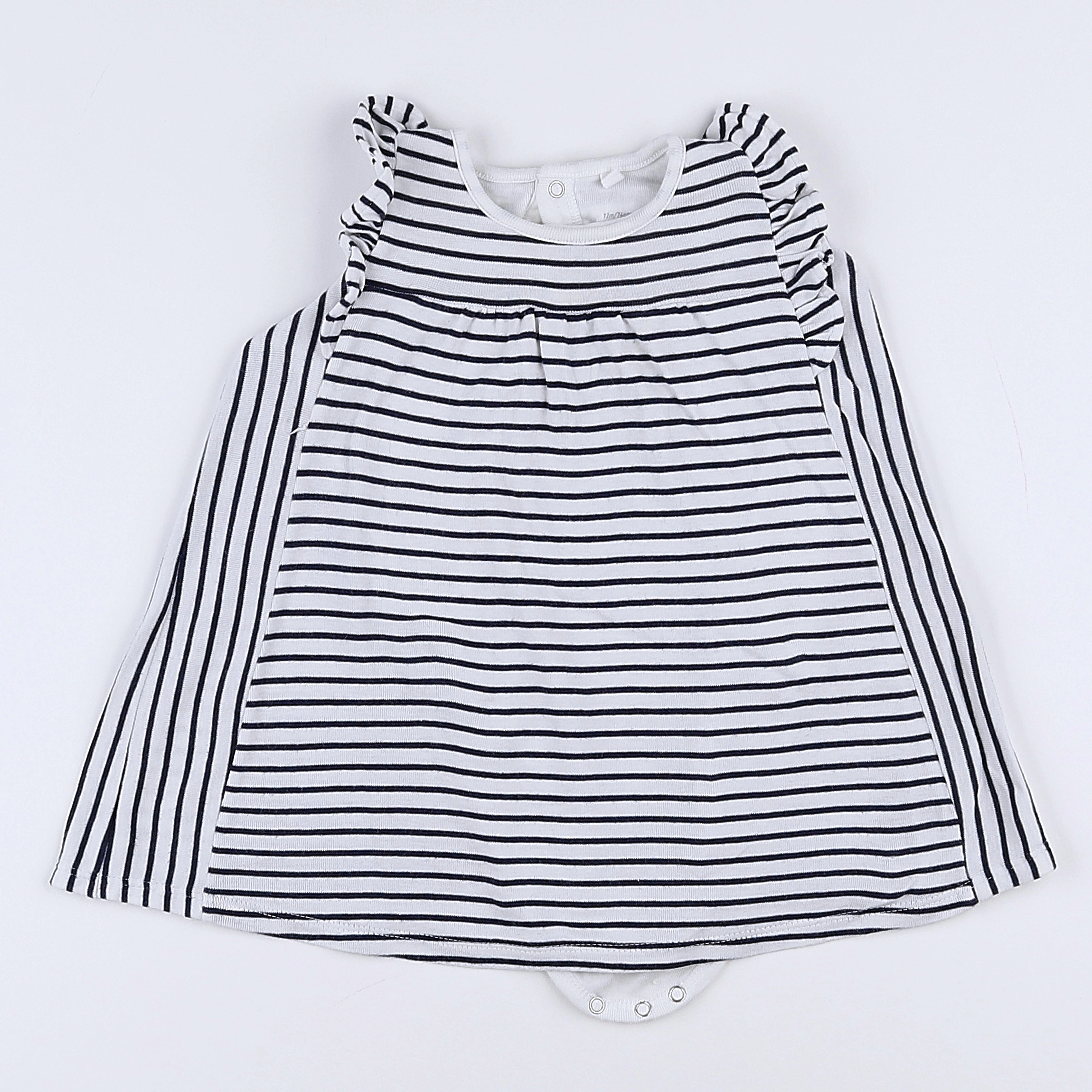 Petit Bateau - body vetement bleu, blanc - 12 mois