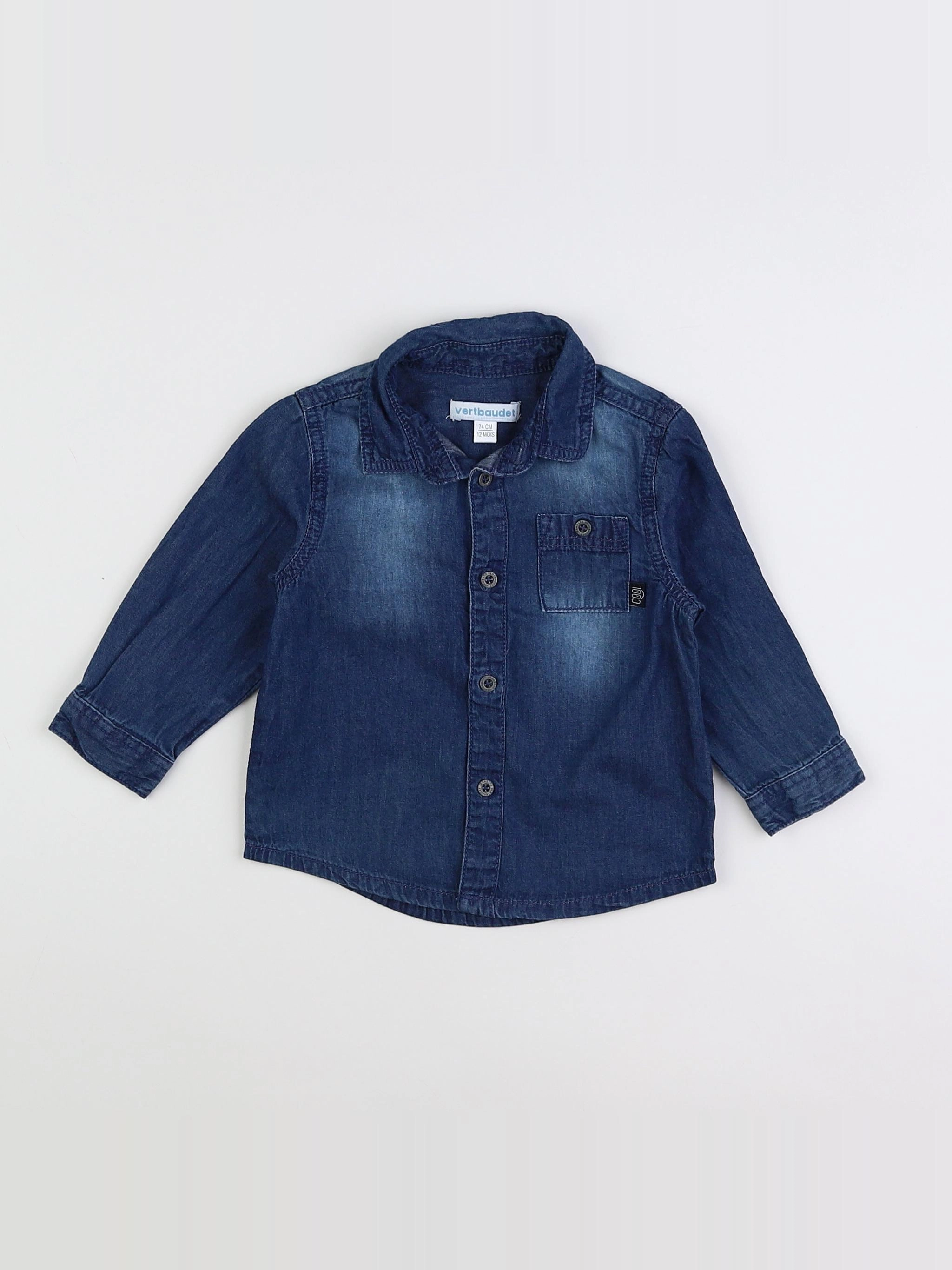Vertbaudet - chemise bleu - 12 mois