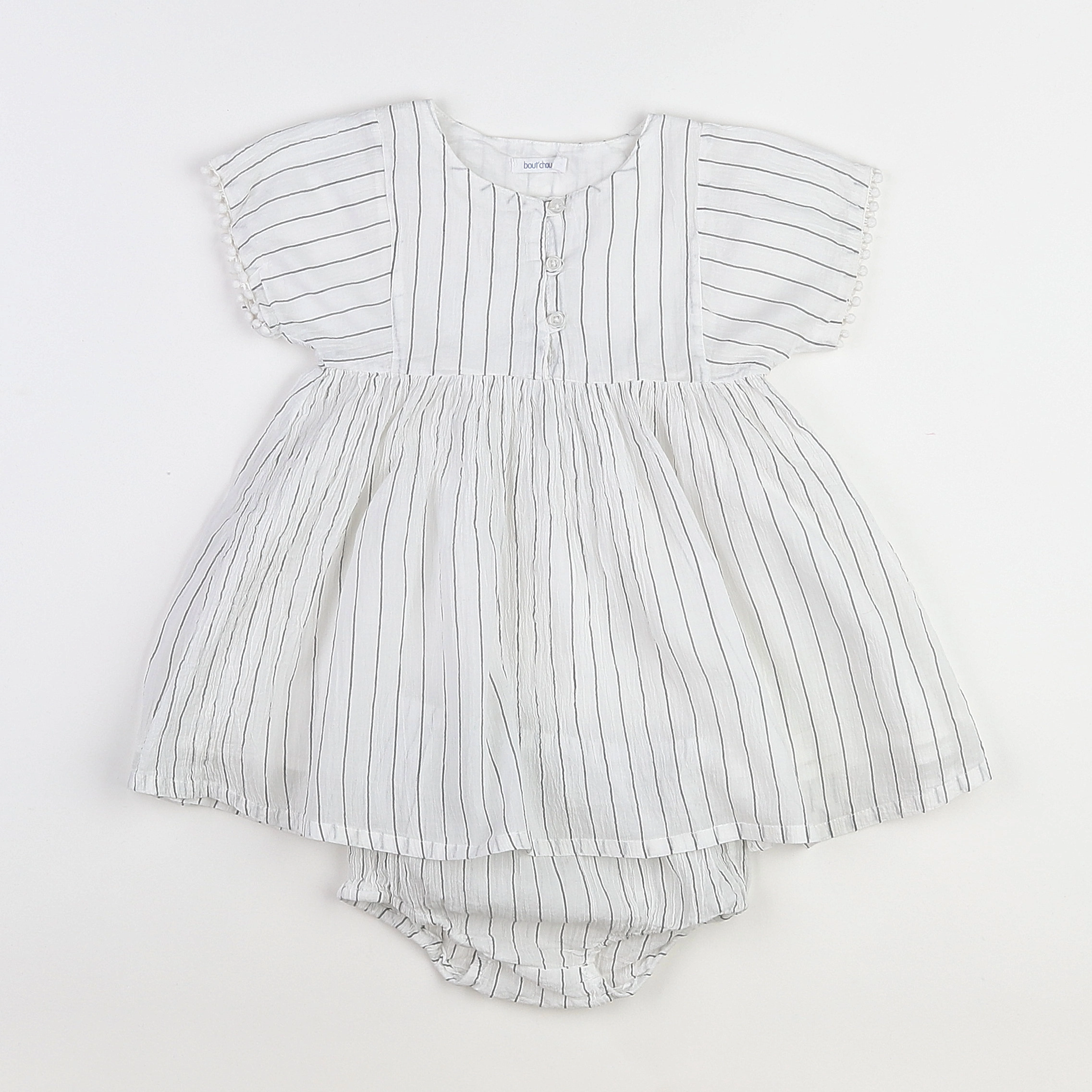 Boutchou - robe blanc, bleu - 12 mois