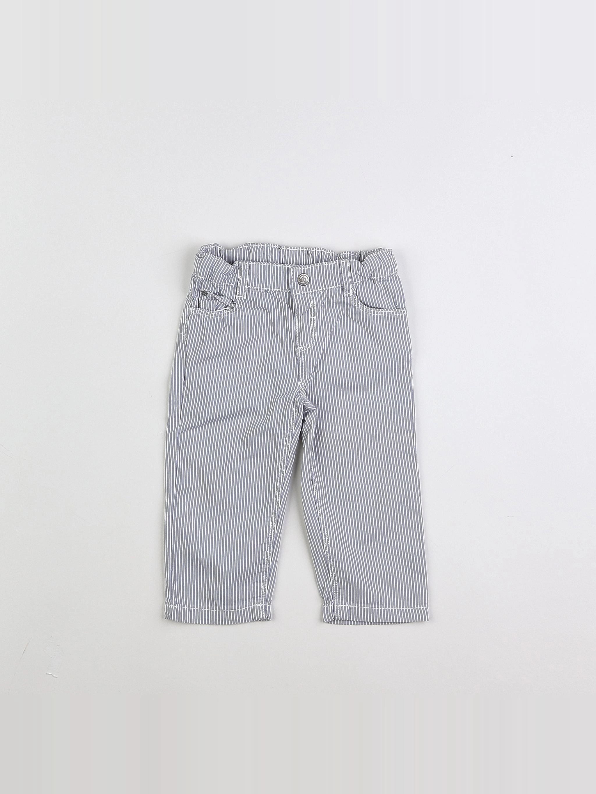Petit Bateau - pantalon blanc, gris - 12 mois