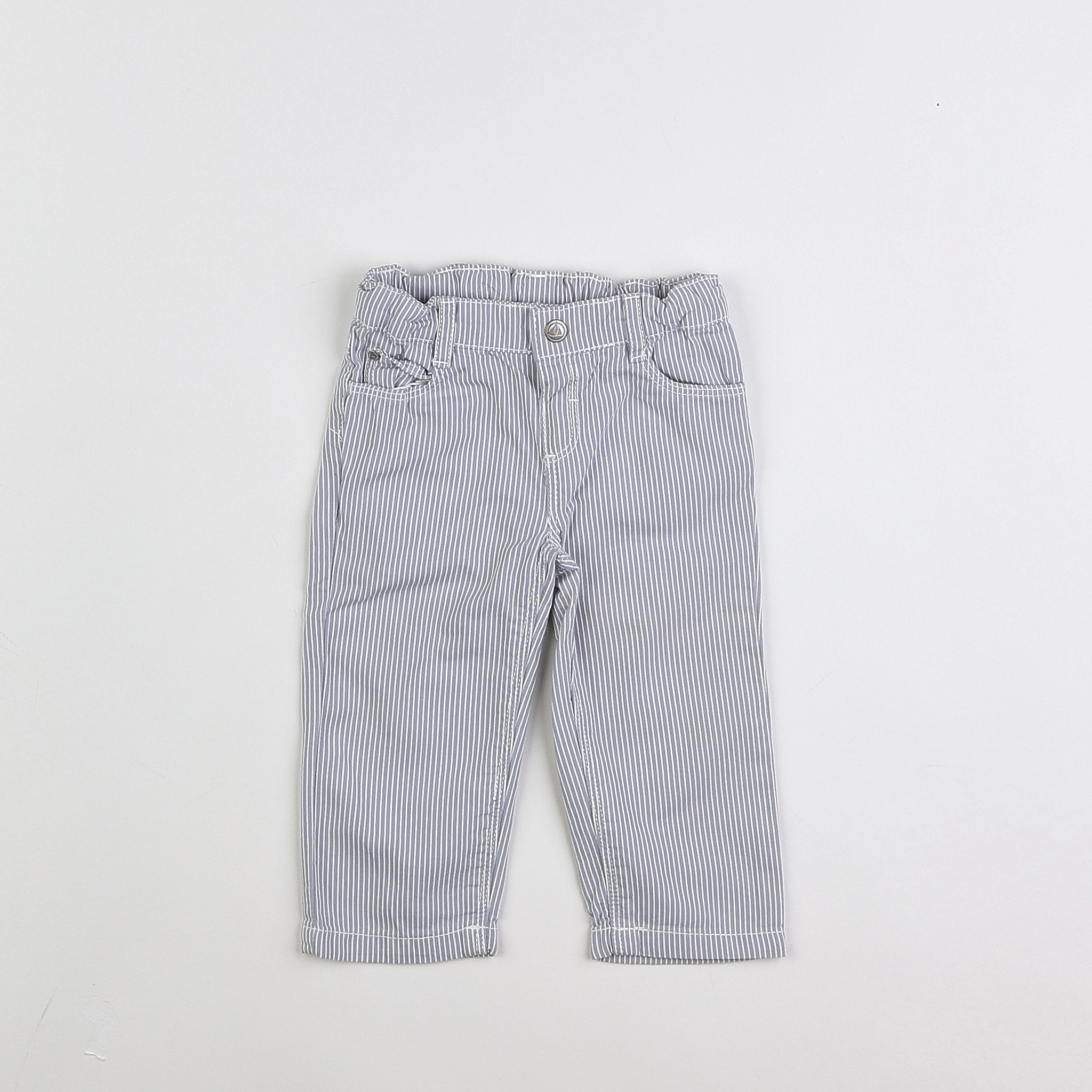 Petit Bateau - pantalon blanc, gris - 12 mois