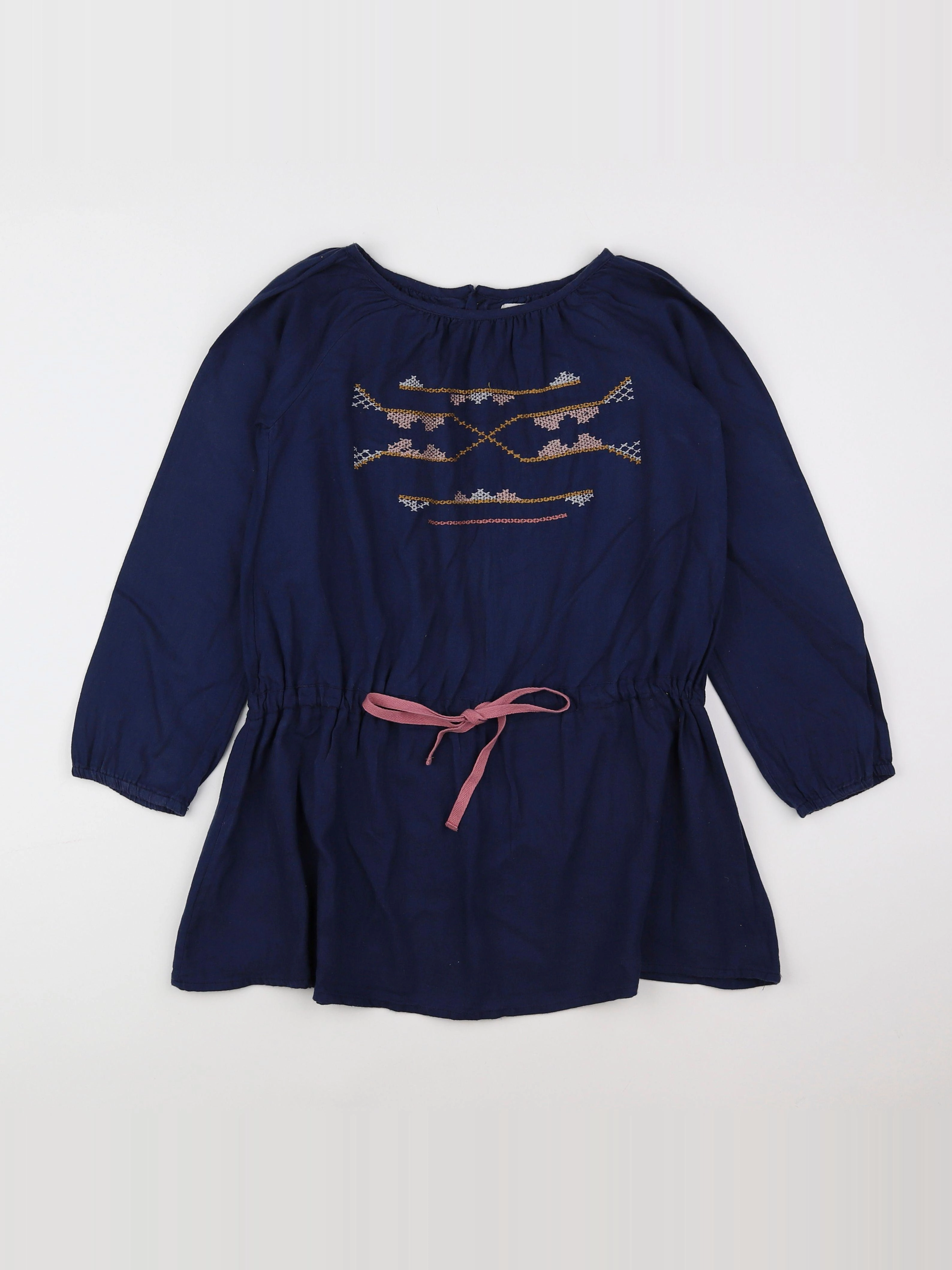 Bonnet à Pompon - robe bleu - 10 ans