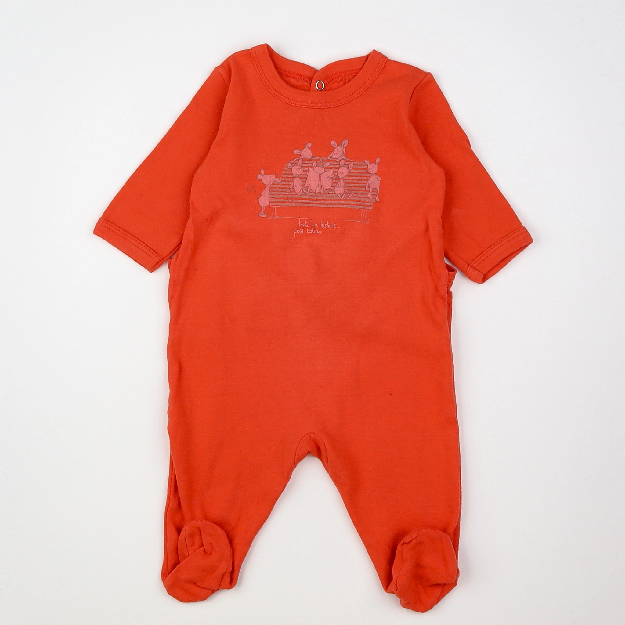 Petit Bateau - pyjama coton orange - 1 mois