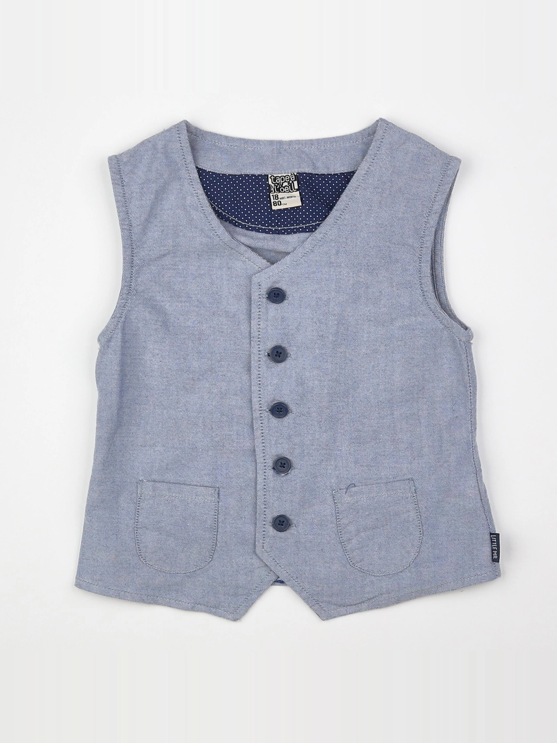 Tape à l'oeil - gilet bleu - 18 mois