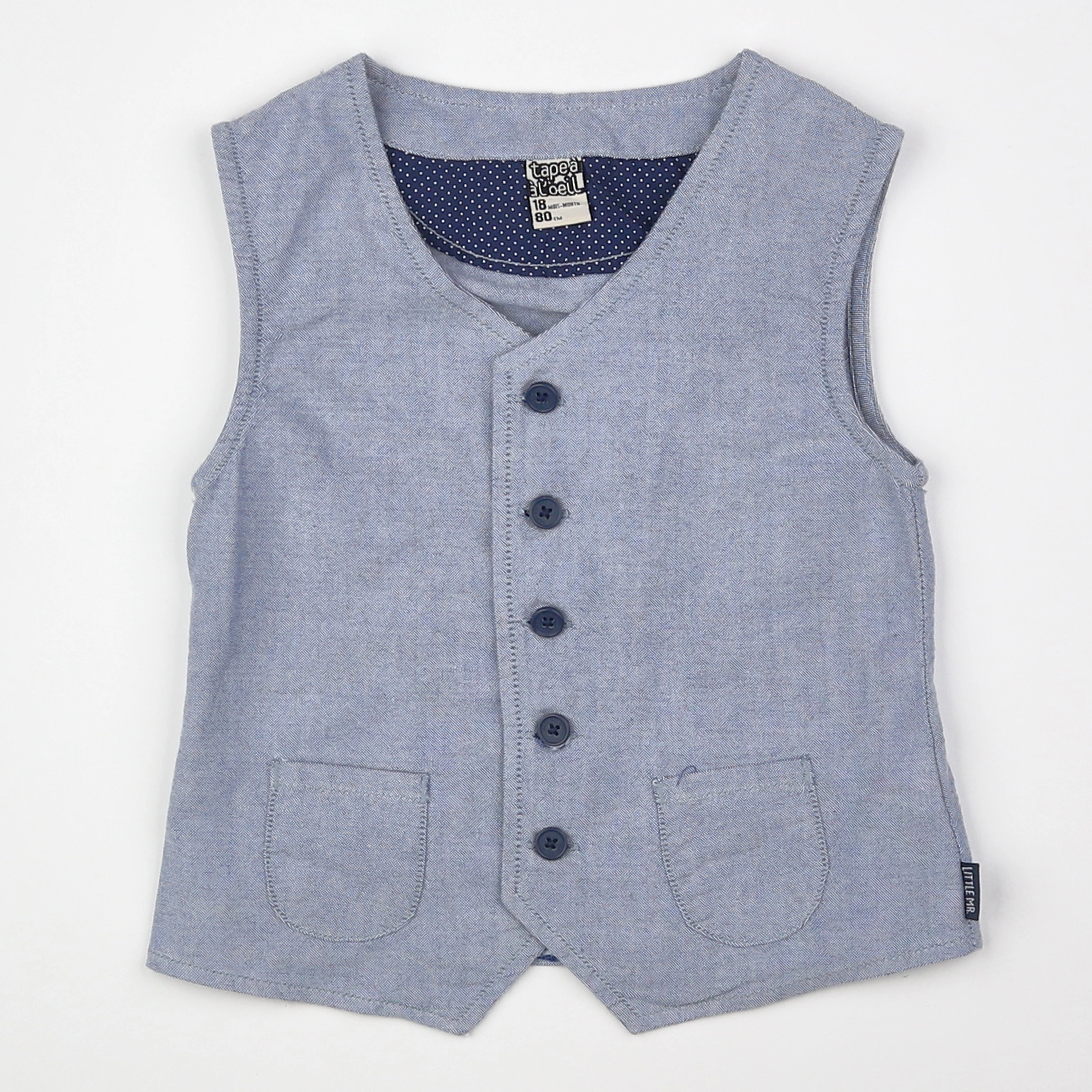 Tape à l'oeil - gilet bleu - 18 mois