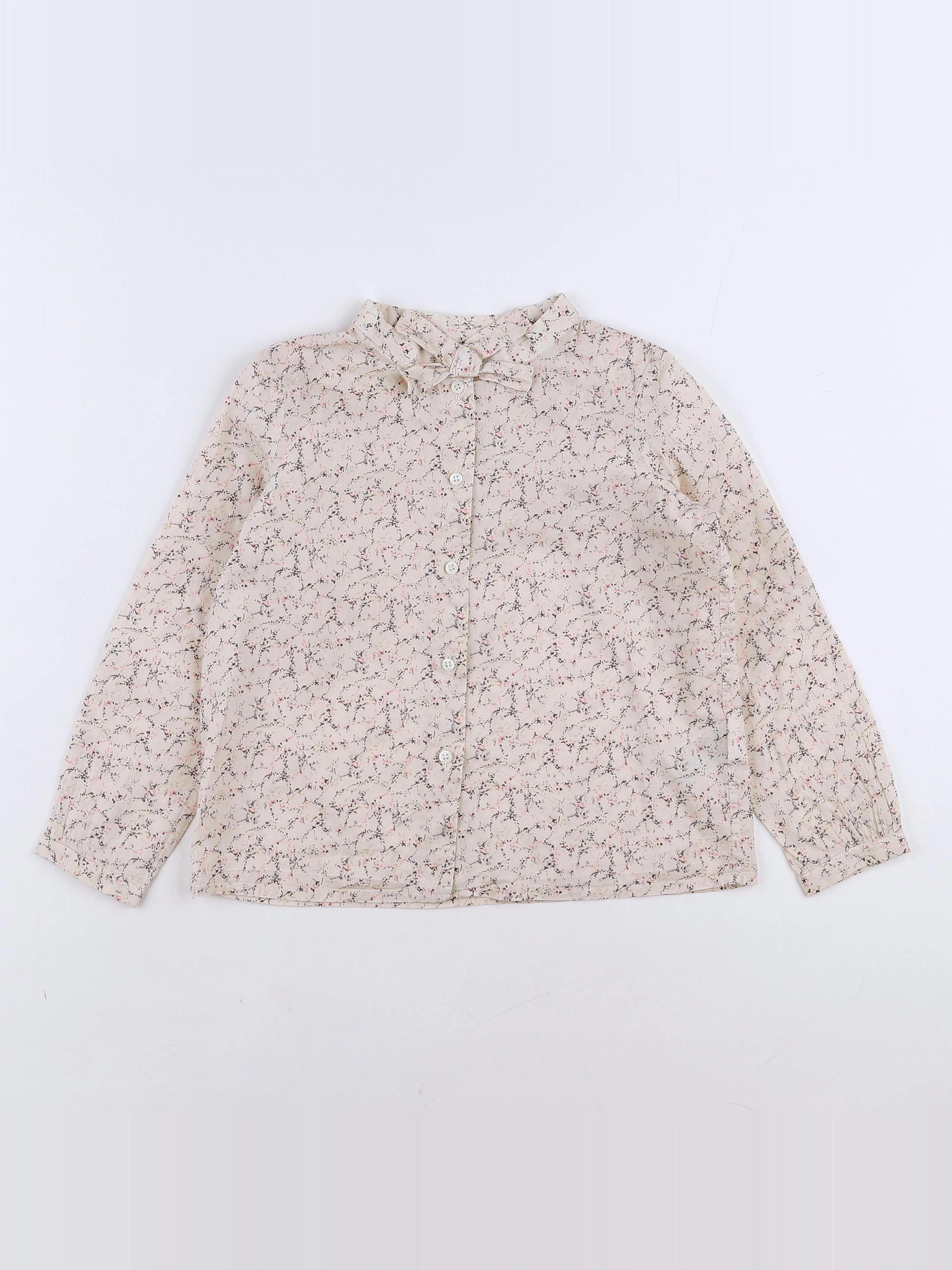 Bonpoint - blouse beige, rose - 6 ans