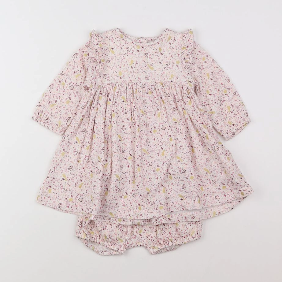 Vertbaudet - robe blanc, violet, or - 12 mois