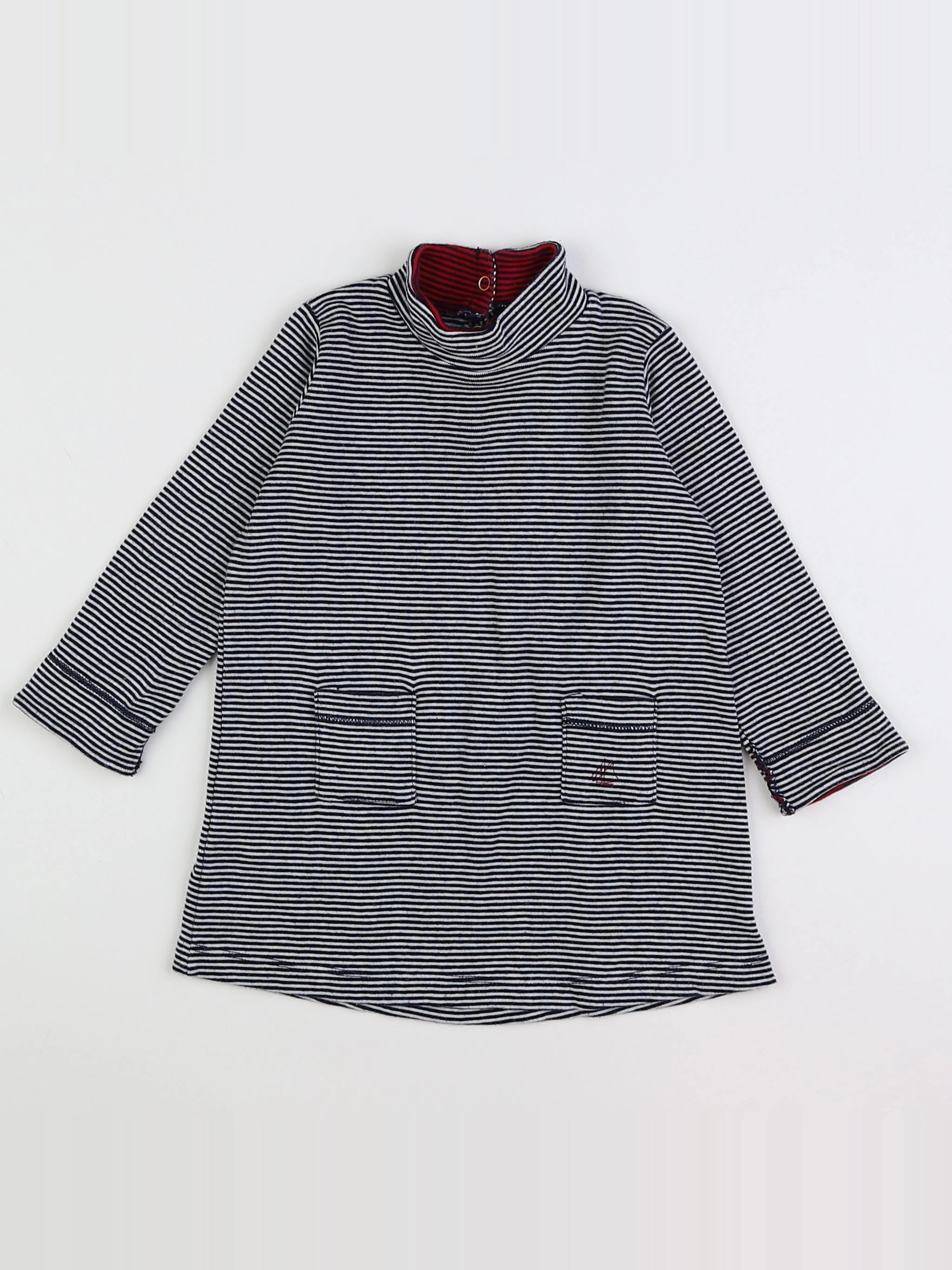 Petit Bateau - robe bleu, blanc - 6 mois
