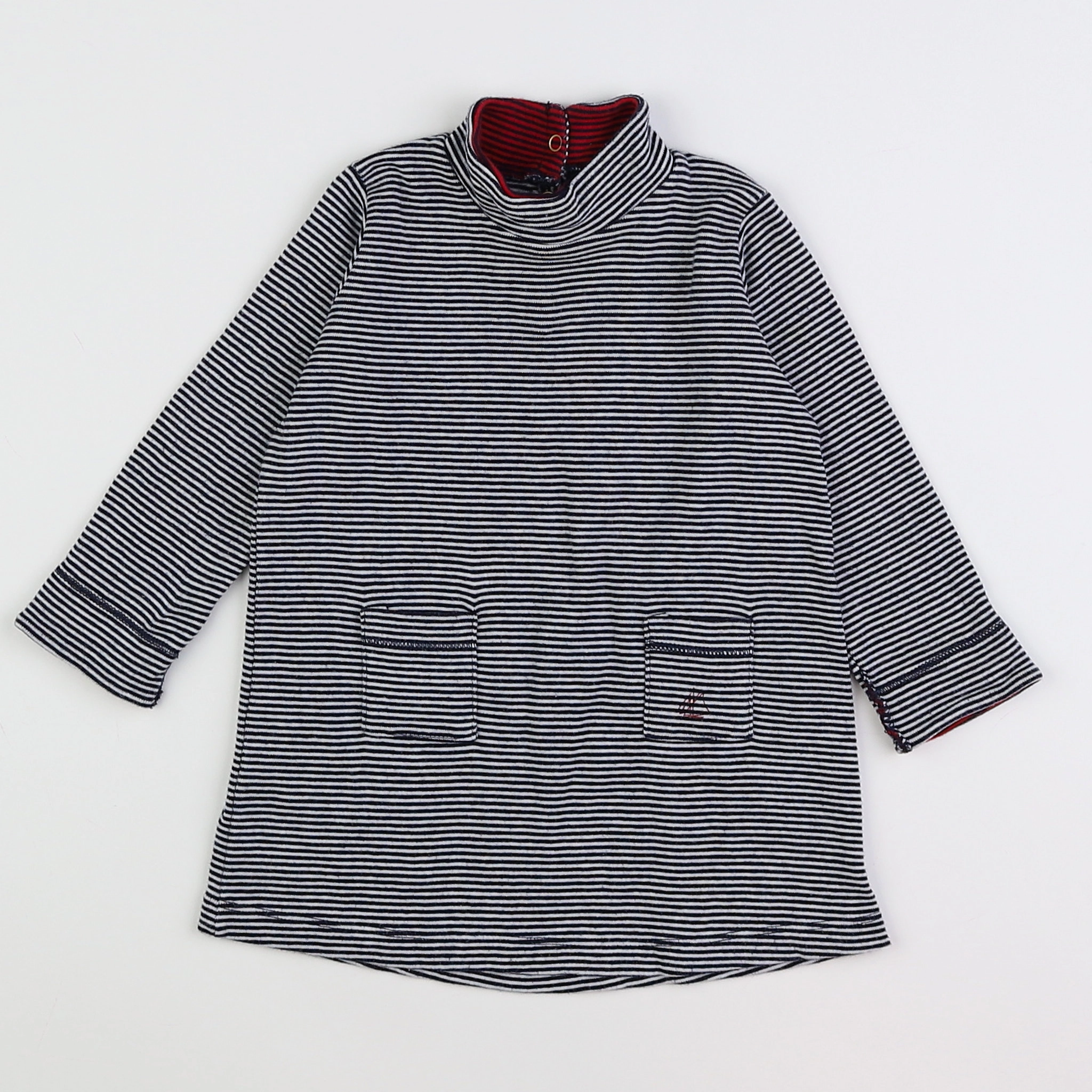 Petit Bateau - robe bleu, blanc - 6 mois