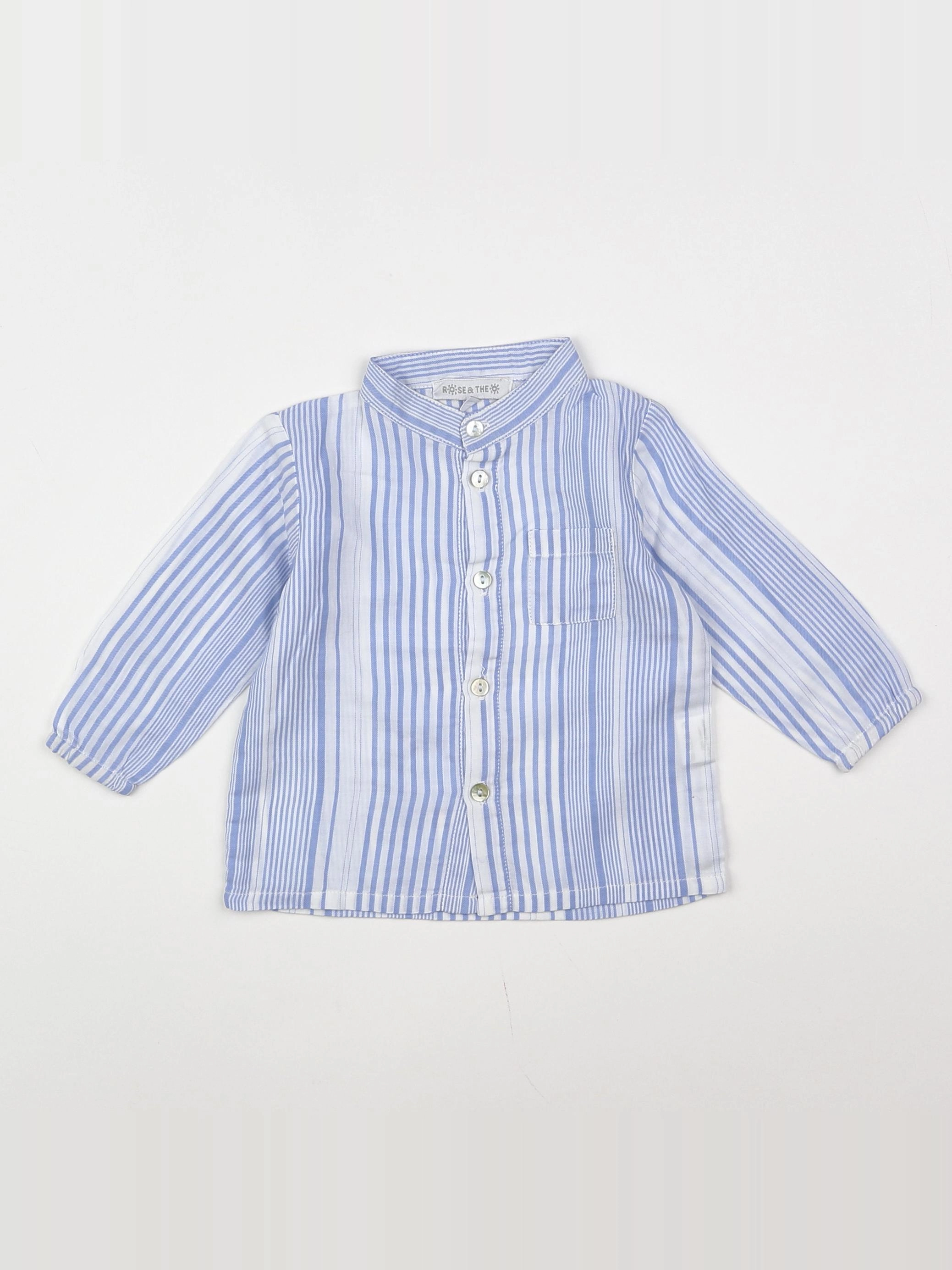Rose et théo - chemise bleu - 6 mois