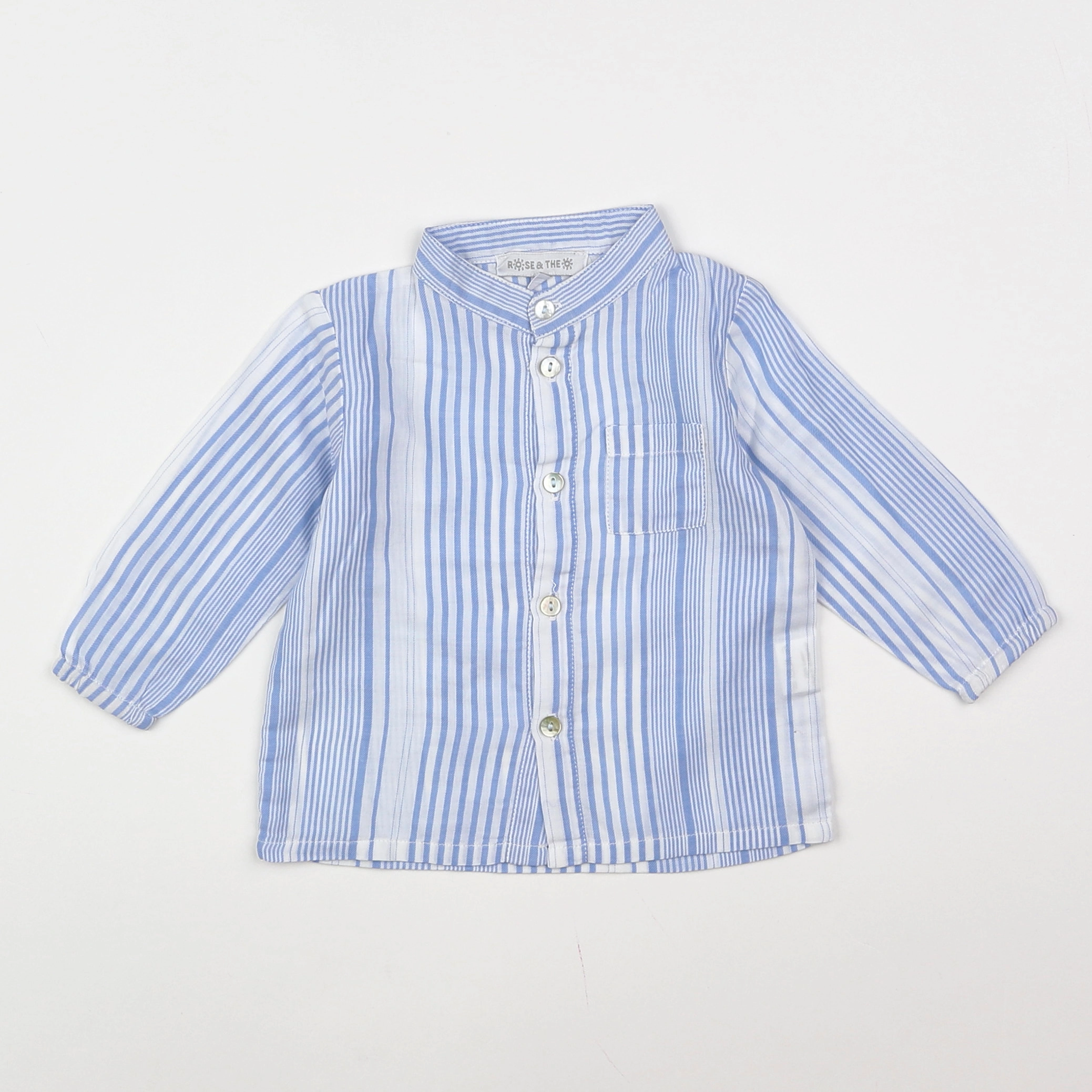 Rose et théo - chemise bleu - 6 mois