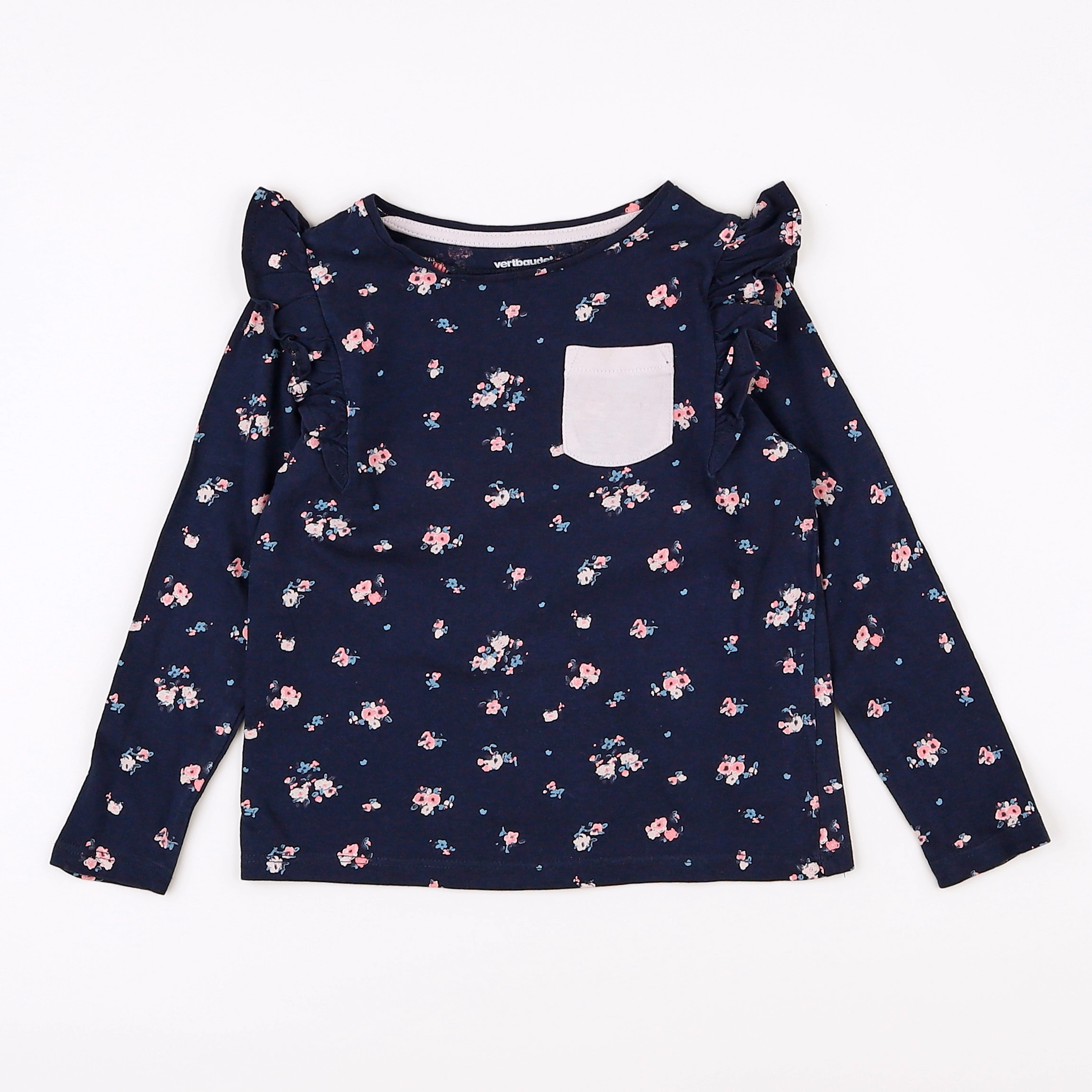 Vertbaudet - tee-shirt bleu, rose - 8 ans