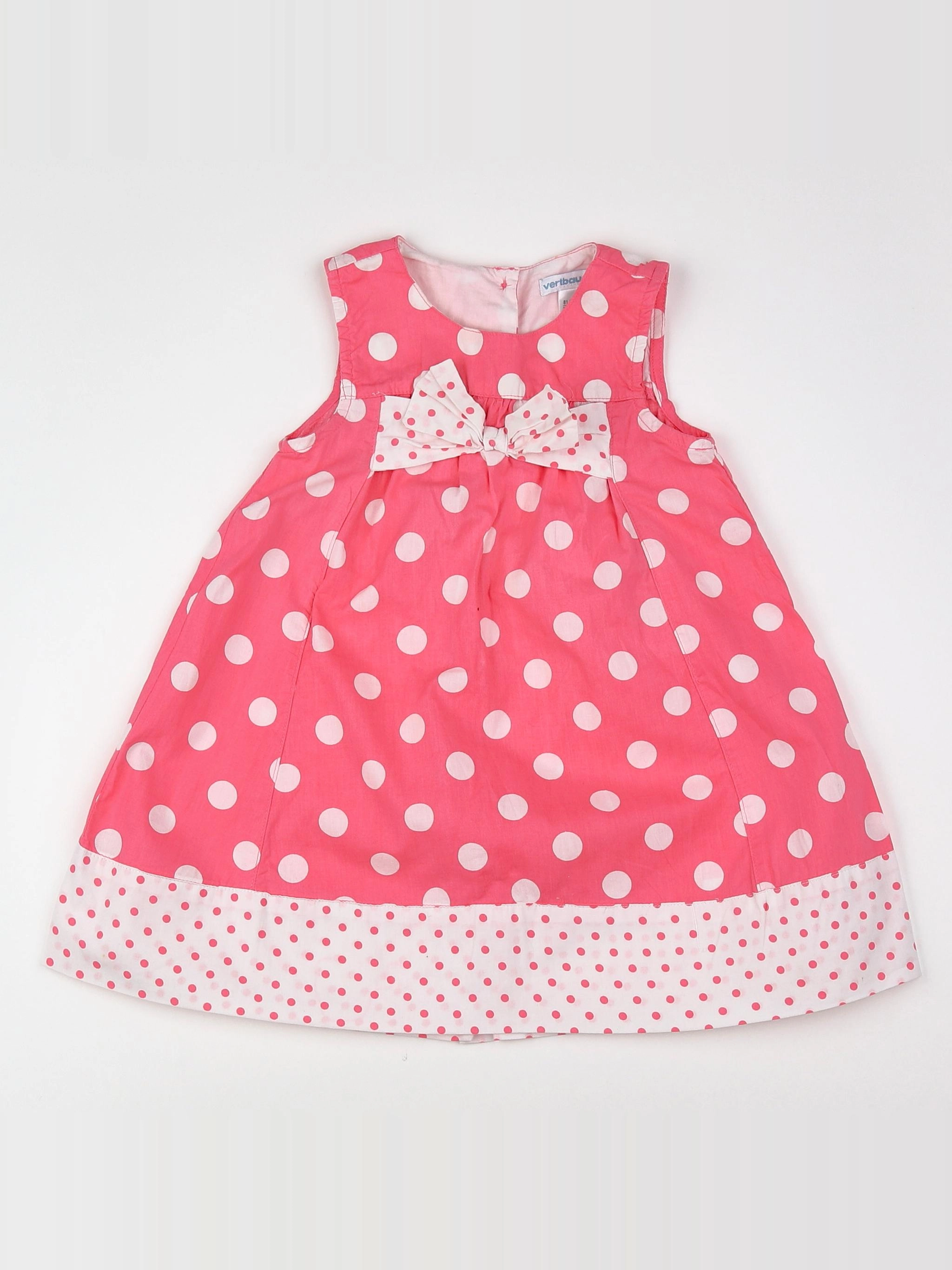 Vertbaudet - robe blanc, rose - 18 mois