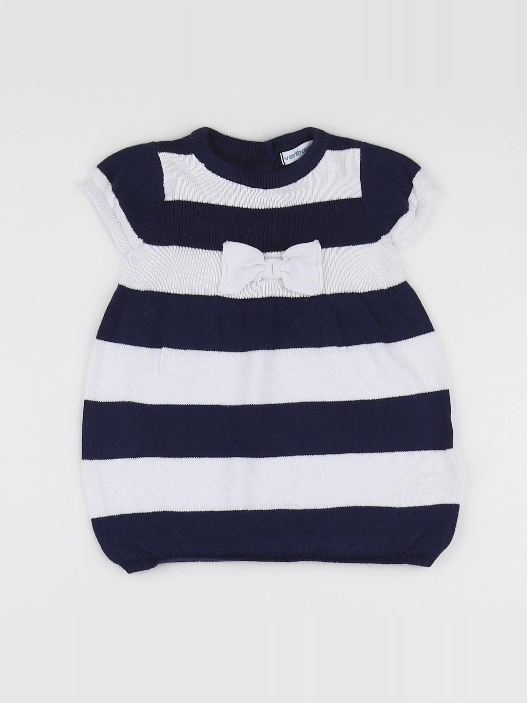 Vertbaudet - robe bleu, blanc - 6 mois