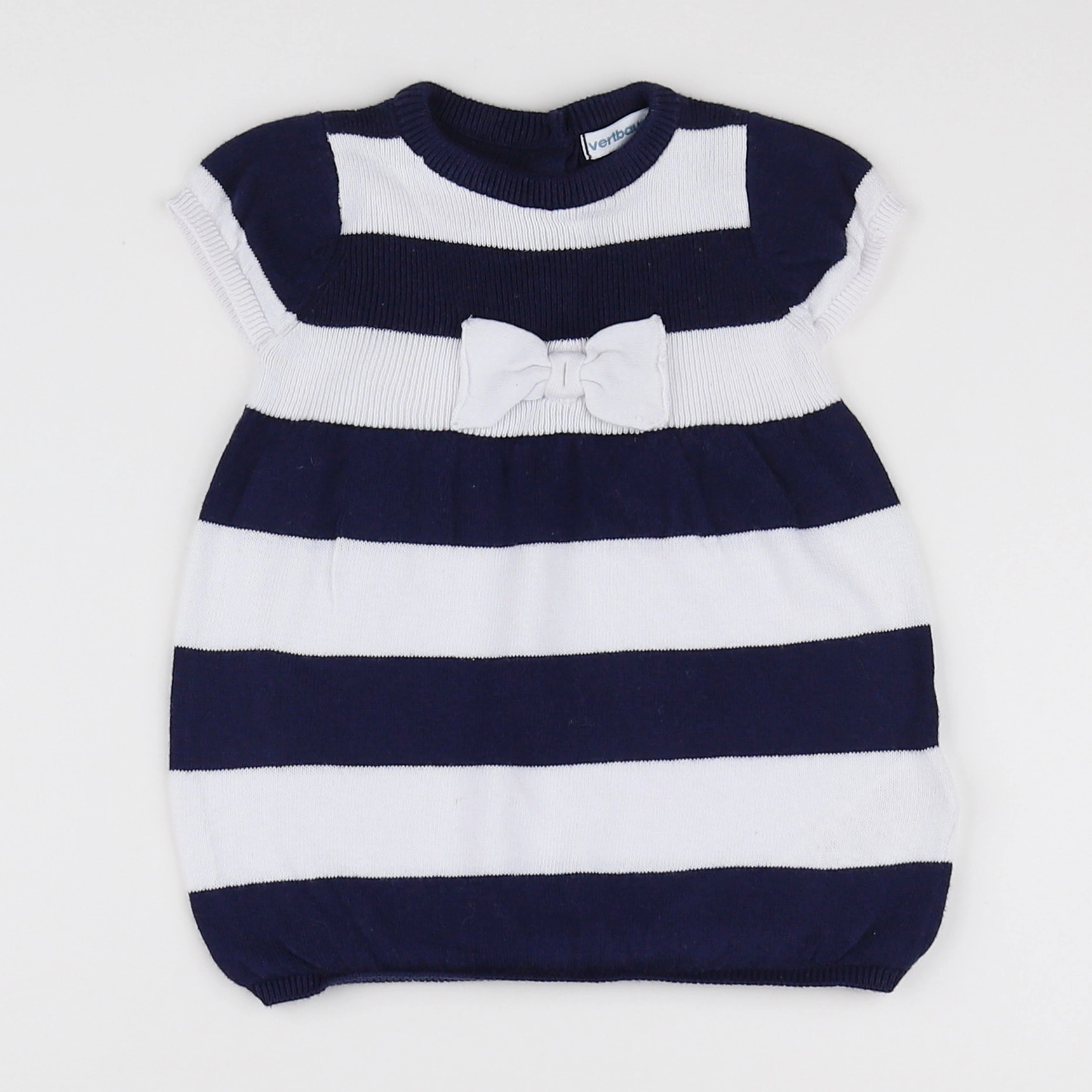 Vertbaudet - robe bleu, blanc - 6 mois