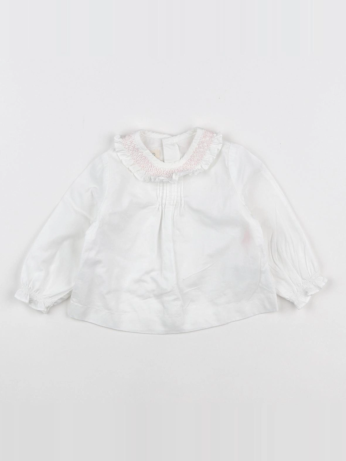 Gocco - blouse blanc, rose - 3/6 mois