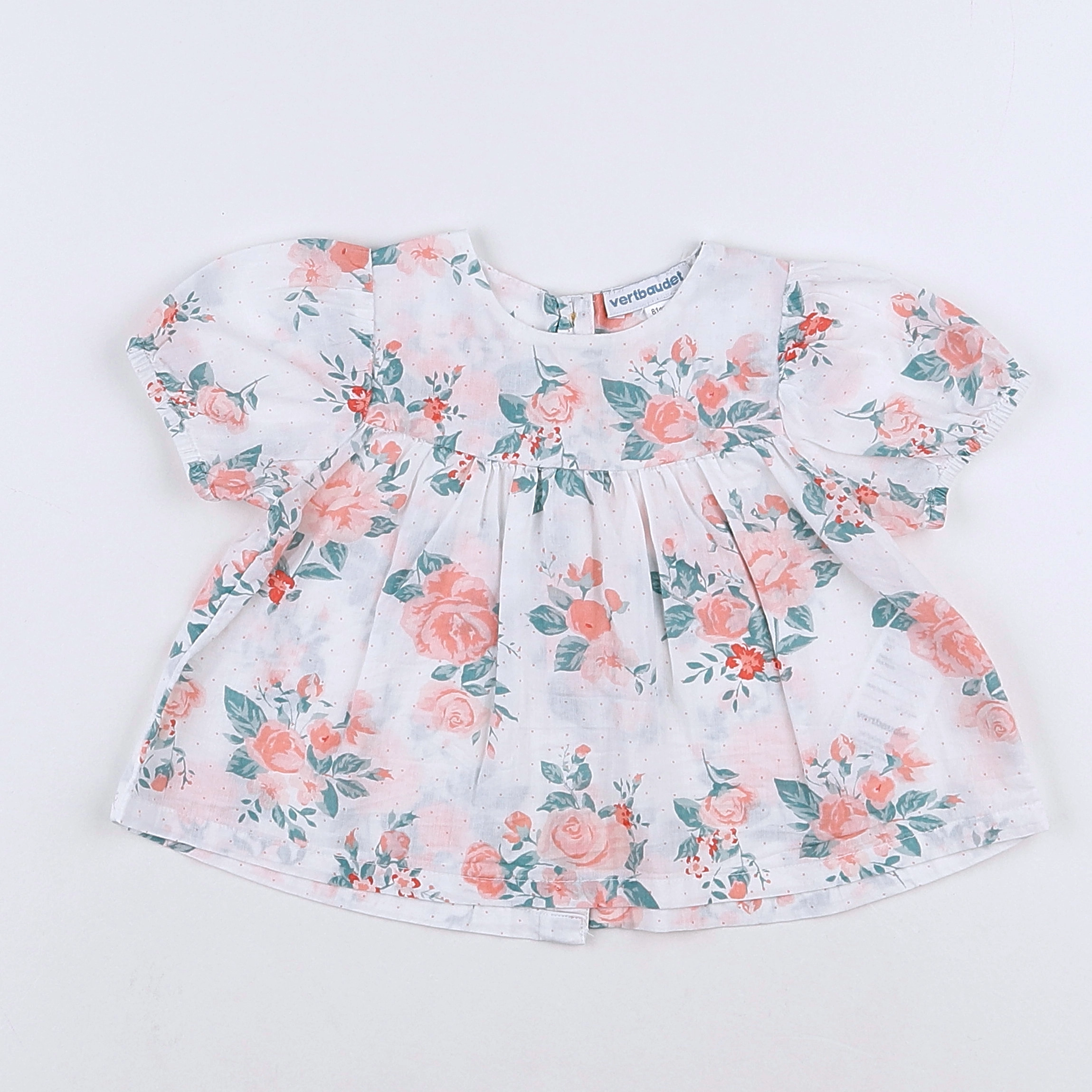 Vertbaudet - blouse blanc, rose - 18 mois