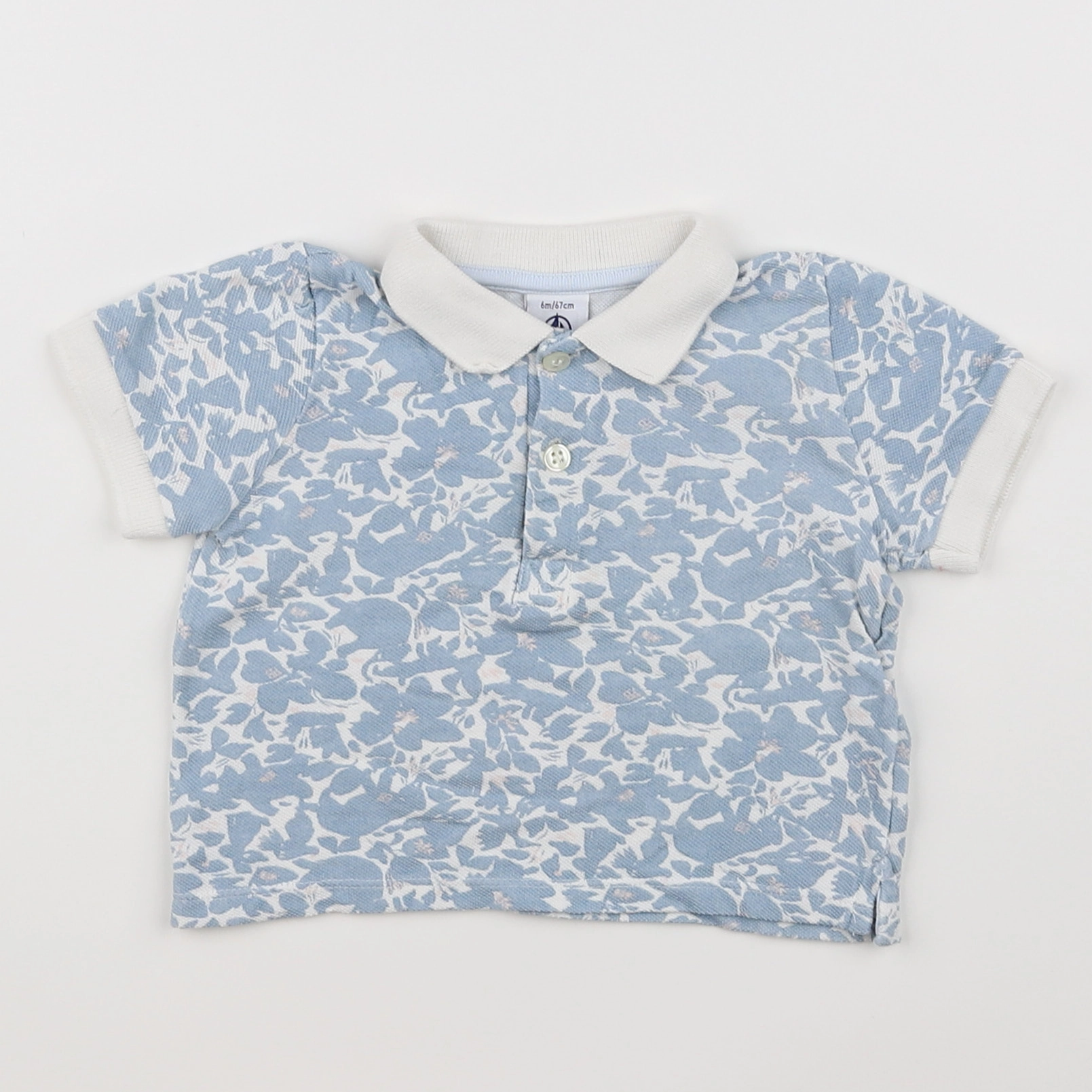 Petit Bateau - polo bleu - 6 mois