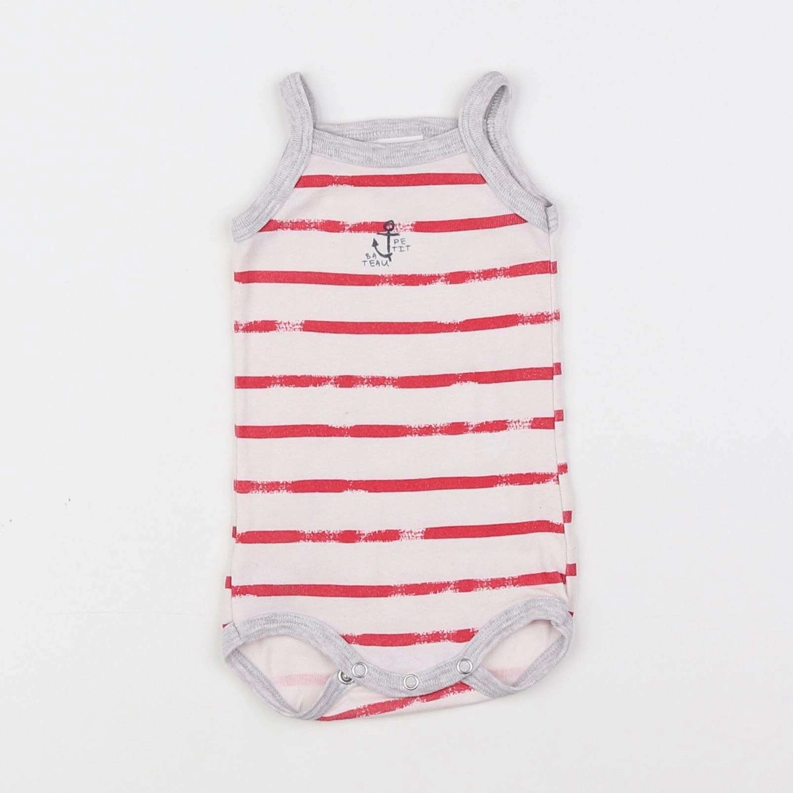 Petit Bateau - body blanc, rose - 3 mois