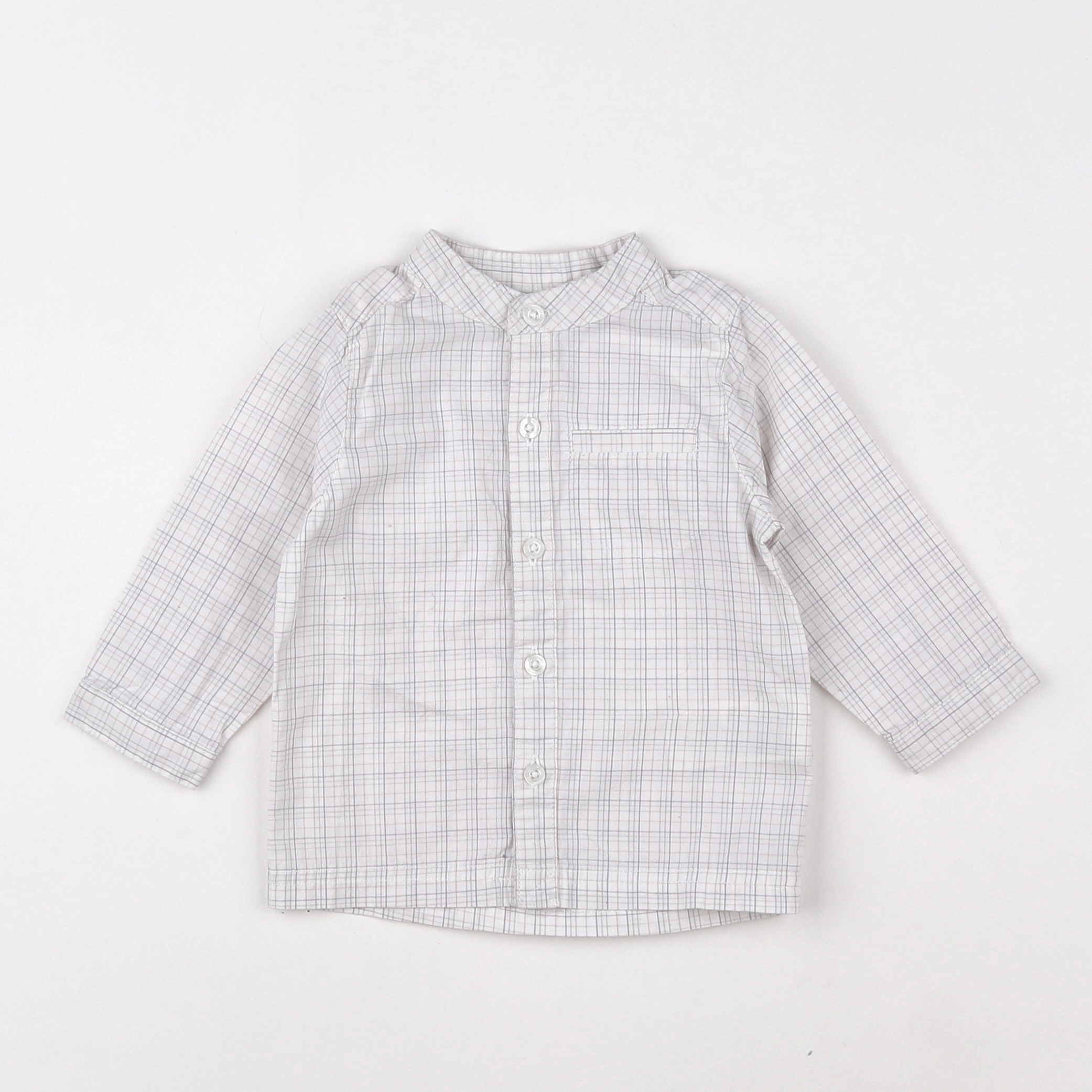 Vertbaudet - chemise beige, marron - 9 mois