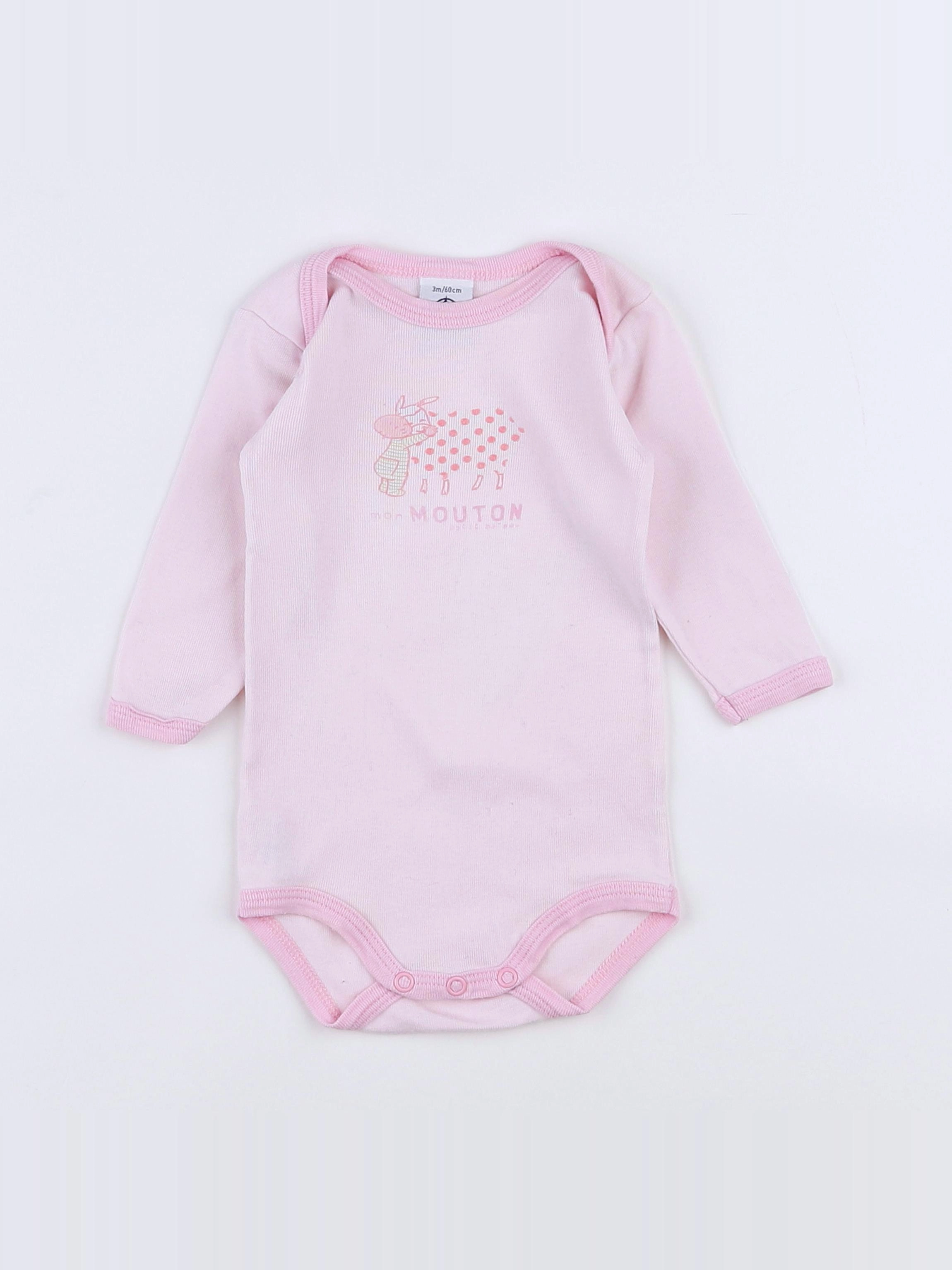 Petit Bateau - body rose - 3 mois