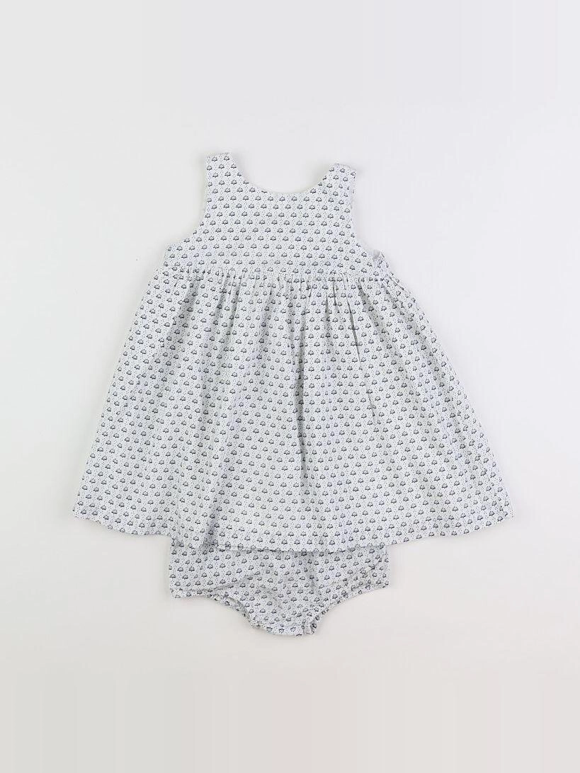 Boutchou - robe blanc, bleu - 12 mois