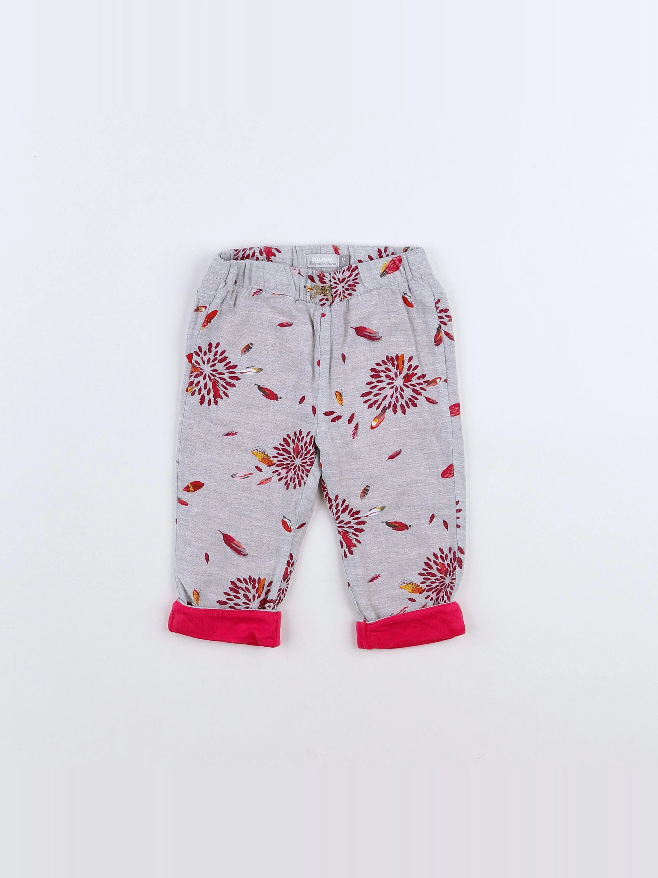 Catimini - pantalon gris, rose - 9 mois
